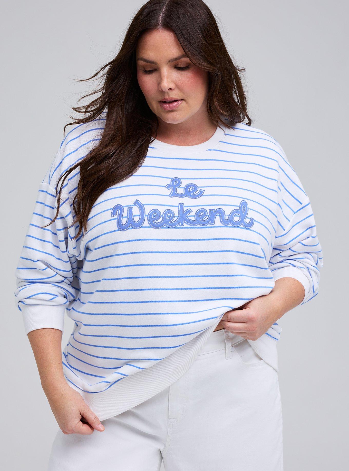 Plus Size Belle Isle French Terry Pullover, LE WEEKEND WHITE, hi-res