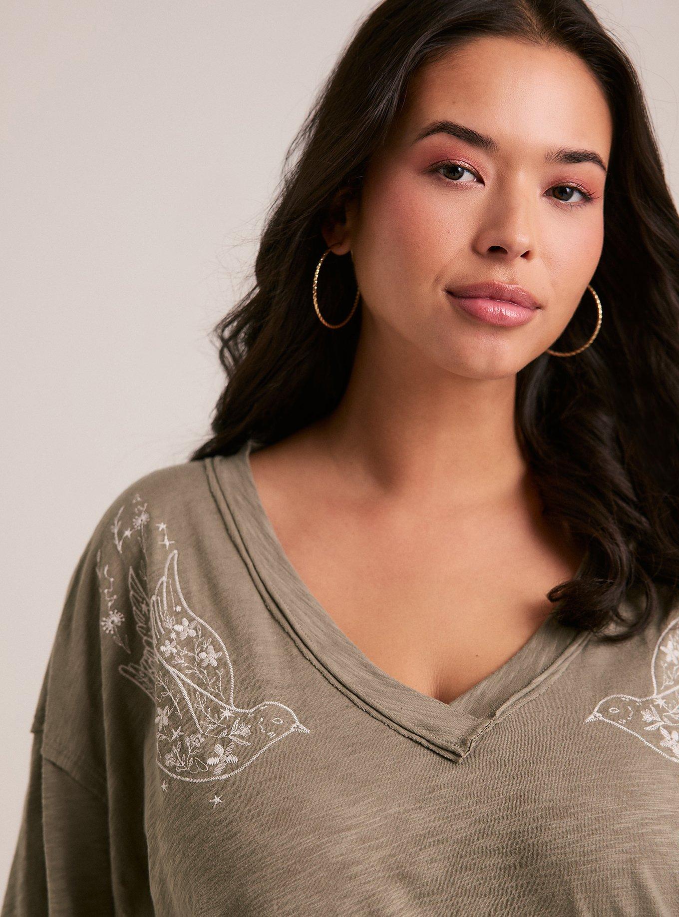 Festi Heritage Slub V-Neck Tee, FLYING DOVE VETIVER, alternate