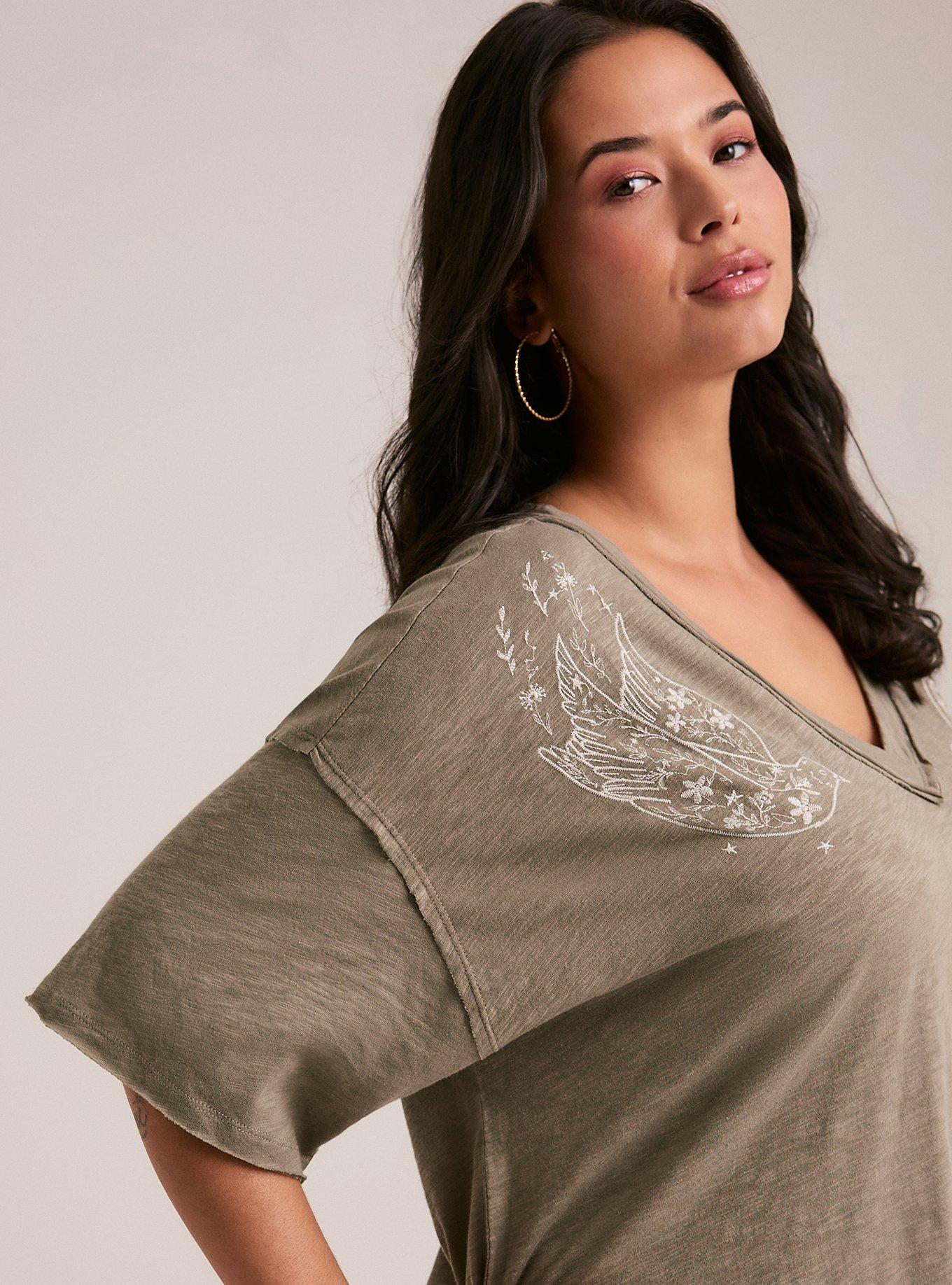 Festi Heritage Slub V-Neck Tee, FLYING DOVE VETIVER, alternate