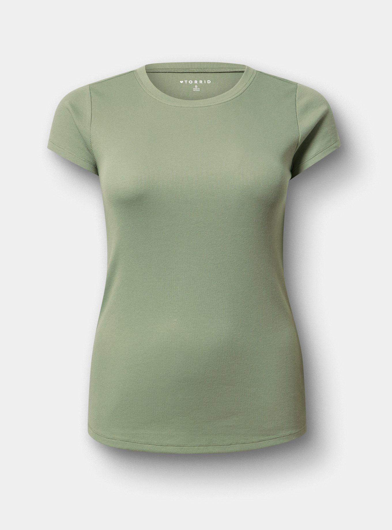 Heritage Rib Crew Neck Tee, HEDGE GREEN, flat