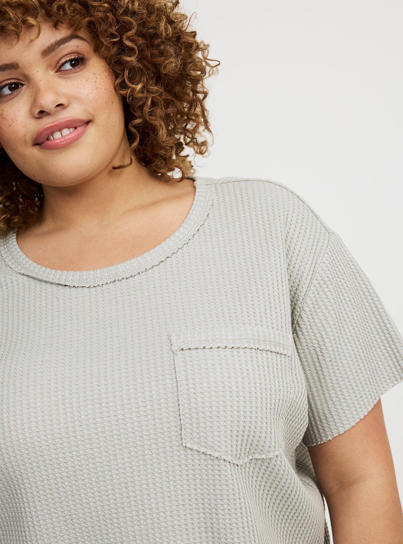 Cropped Waffle Pocket Crew Tee