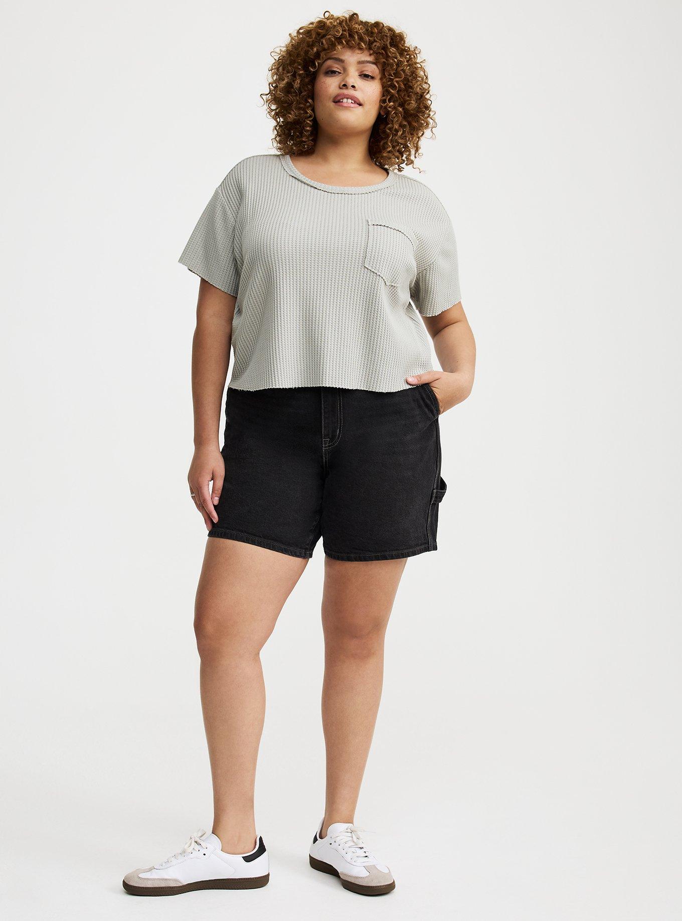 Cropped Waffle Pocket Crew Tee