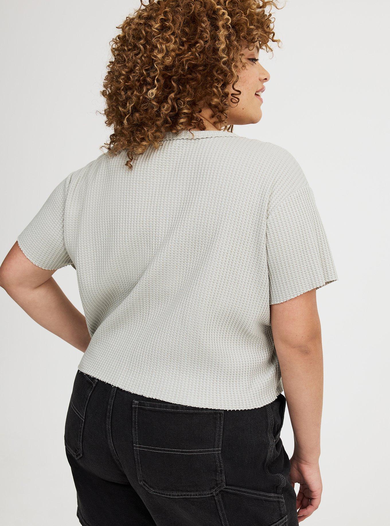 Cropped Waffle Pocket Crew Tee