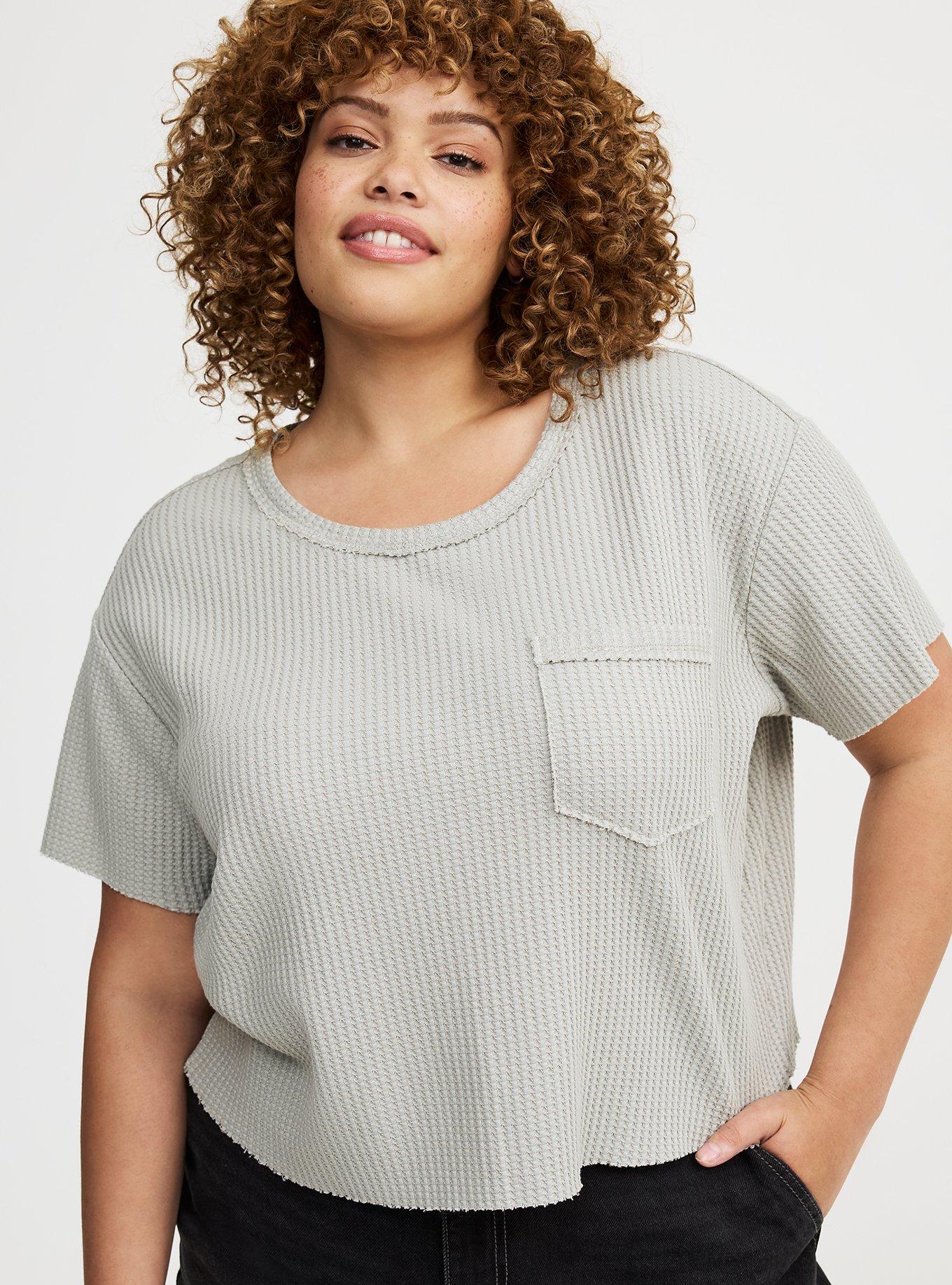 Cropped Waffle Pocket Crew Tee
