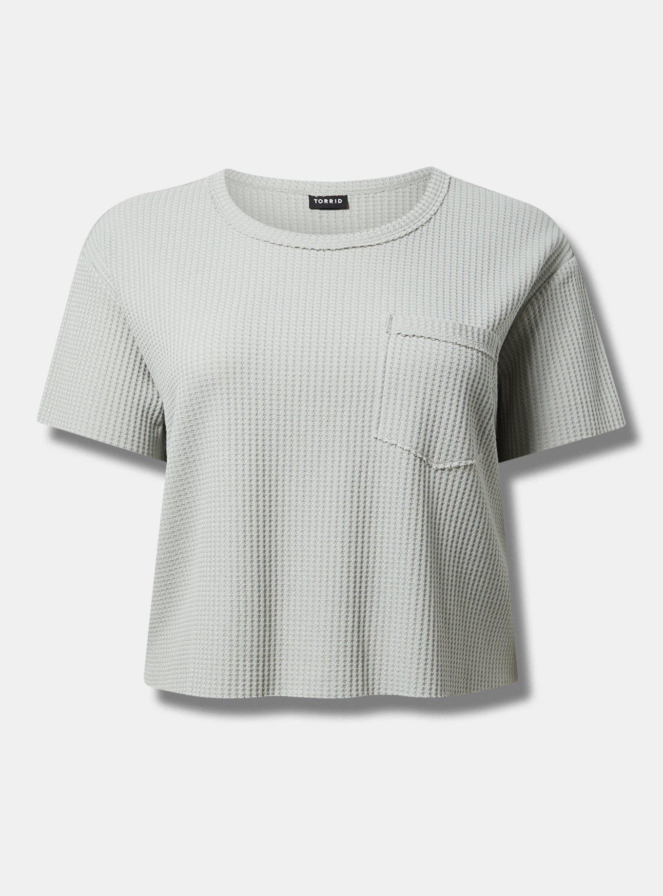Cropped Waffle Pocket Crew Tee