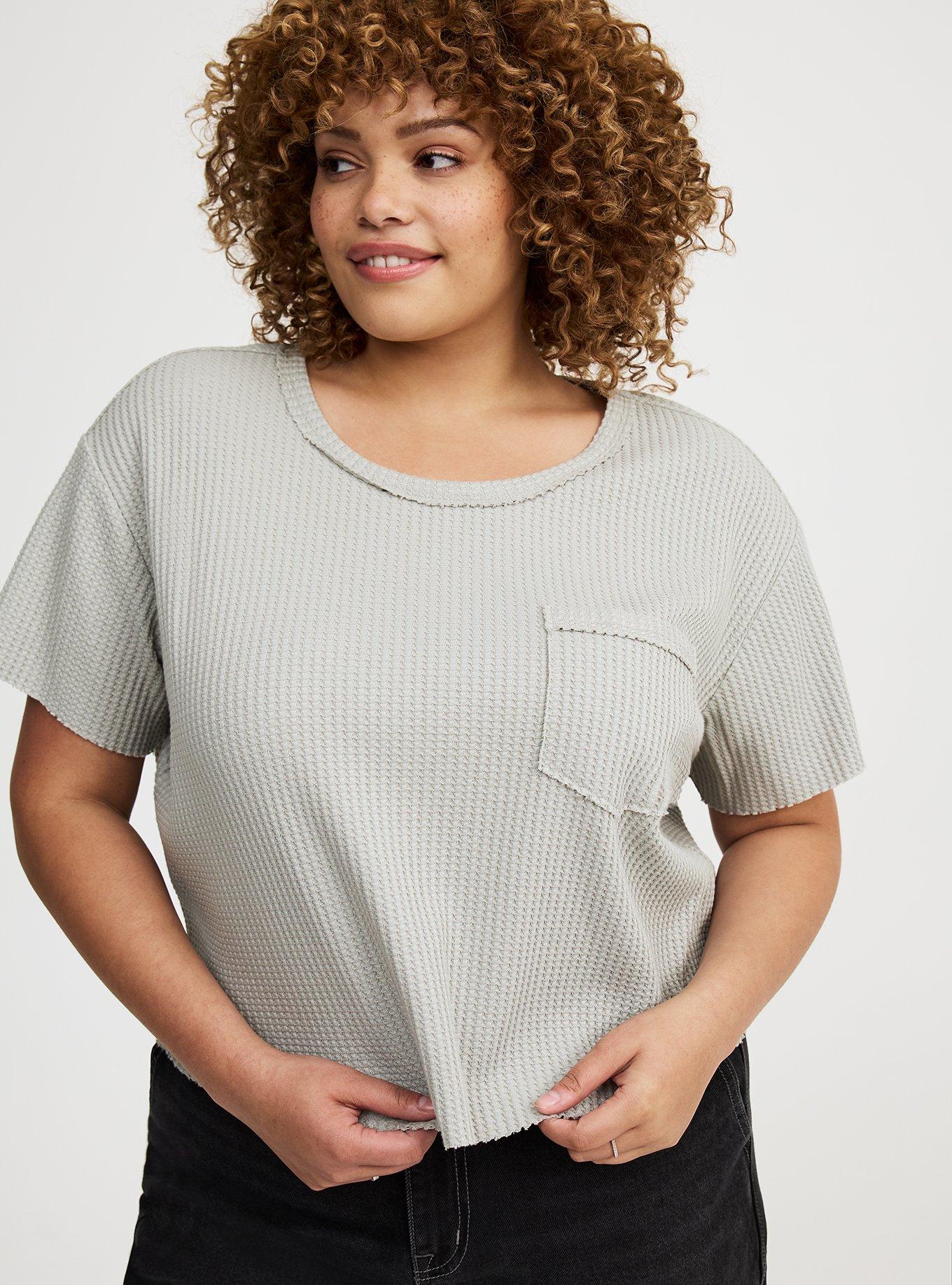 Cropped Waffle Pocket Crew Tee