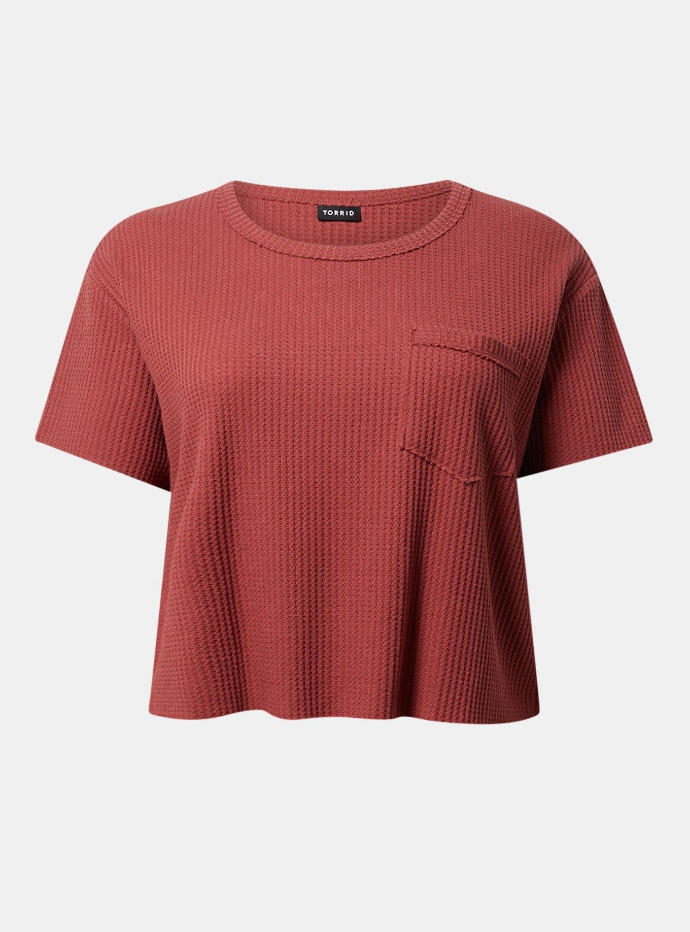 Cropped Waffle Pocket Crew Tee