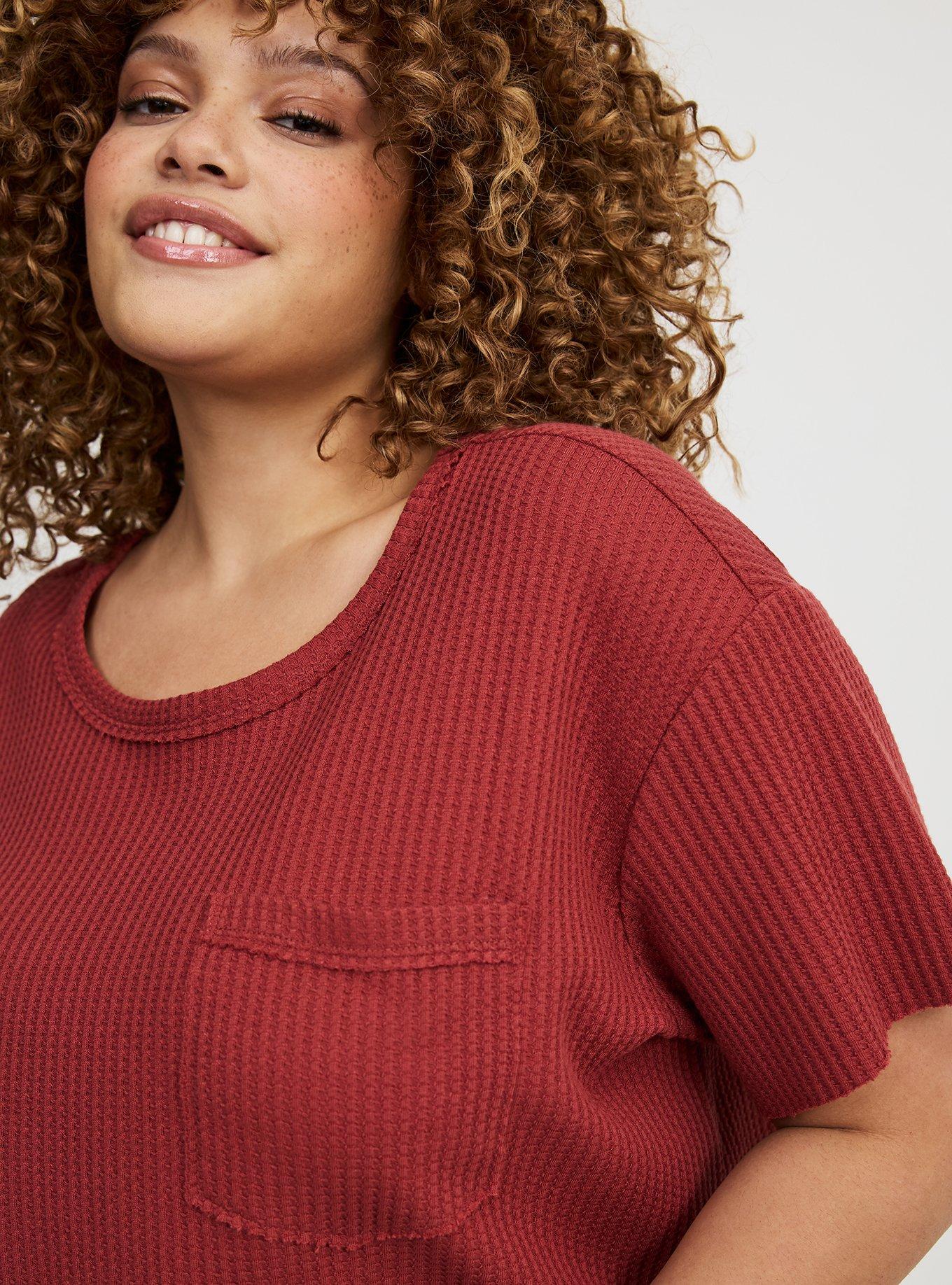Cropped Waffle Pocket Crew Tee