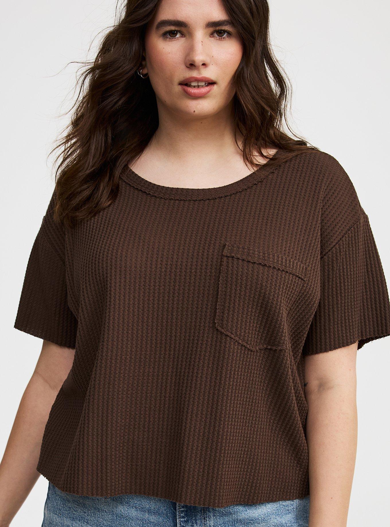 Cropped Waffle Pocket Crew Tee