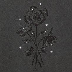 Plus Size Celestial Flowers Relaxed Cotton Side Slit Tank, VINTAGE BLACK, swatch