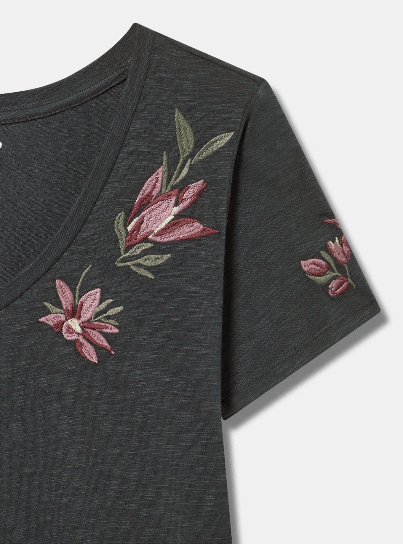 Flowers Classic Vintage Slub V-Neck Tee