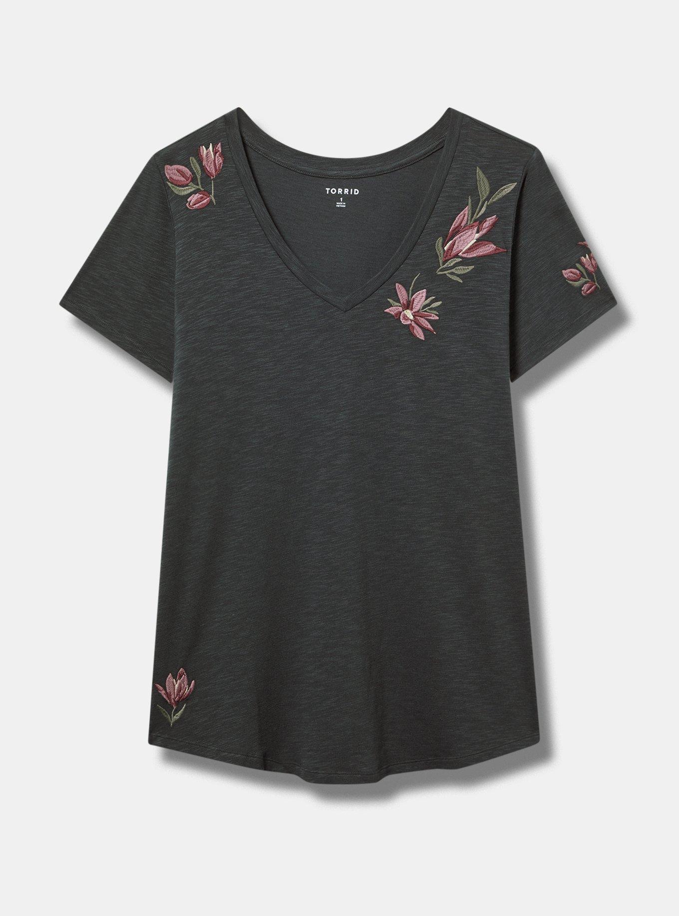 Flowers Classic Vintage Slub V-Neck Tee