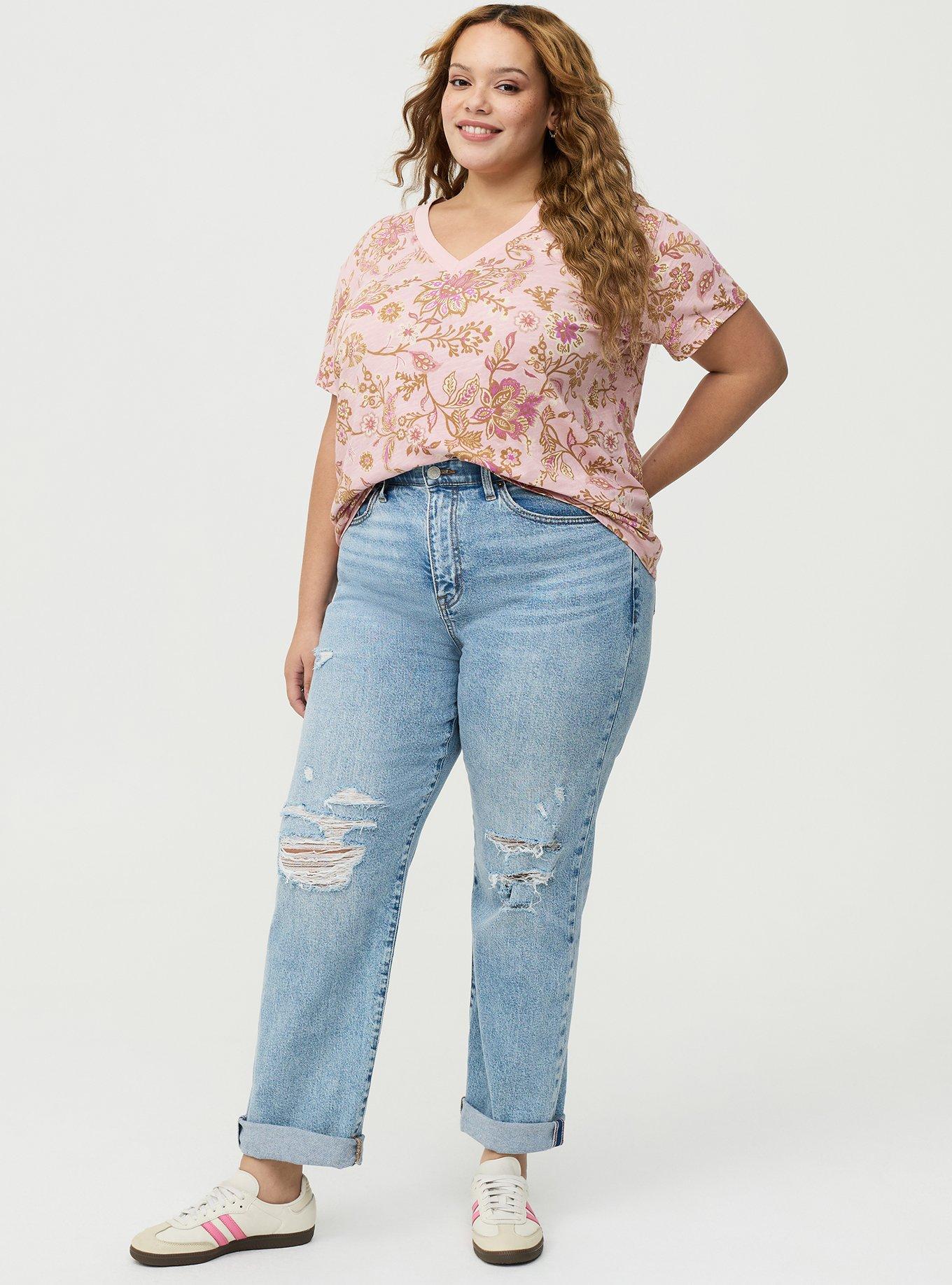 Heritage Slub V-Neck Relaxed Tee, ANNABELLE JACOBEAN PINK, alternate