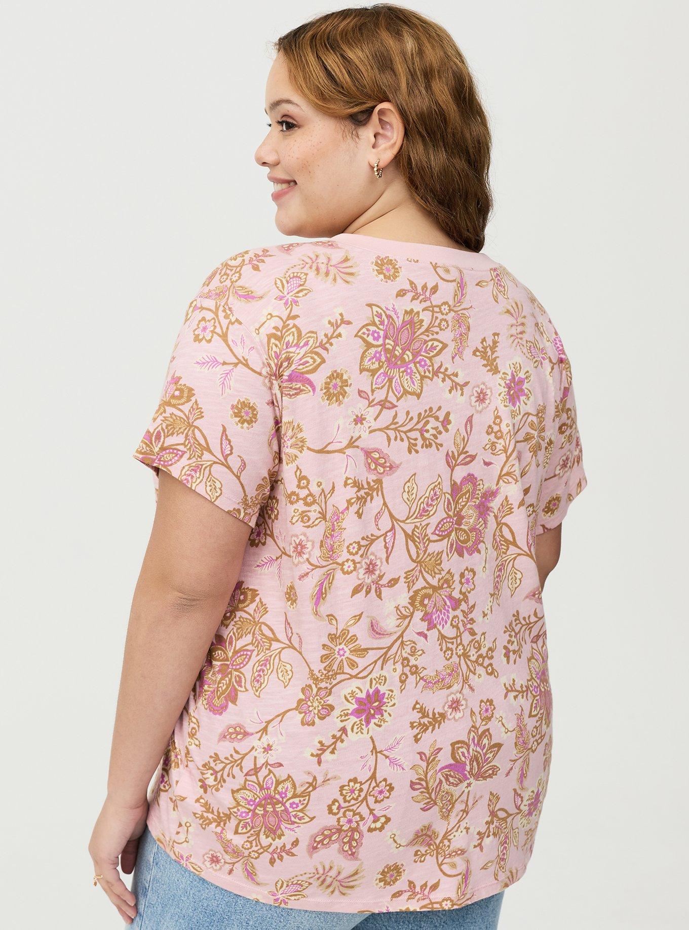 Heritage Slub V-Neck Relaxed Tee, ANNABELLE JACOBEAN PINK, alternate