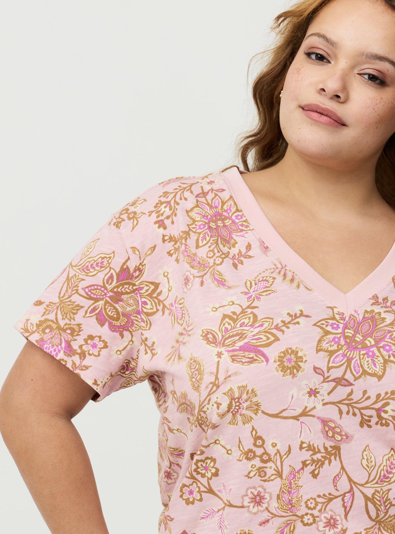 Heritage Slub V-Neck Relaxed Tee, ANNABELLE JACOBEAN PINK, alternate