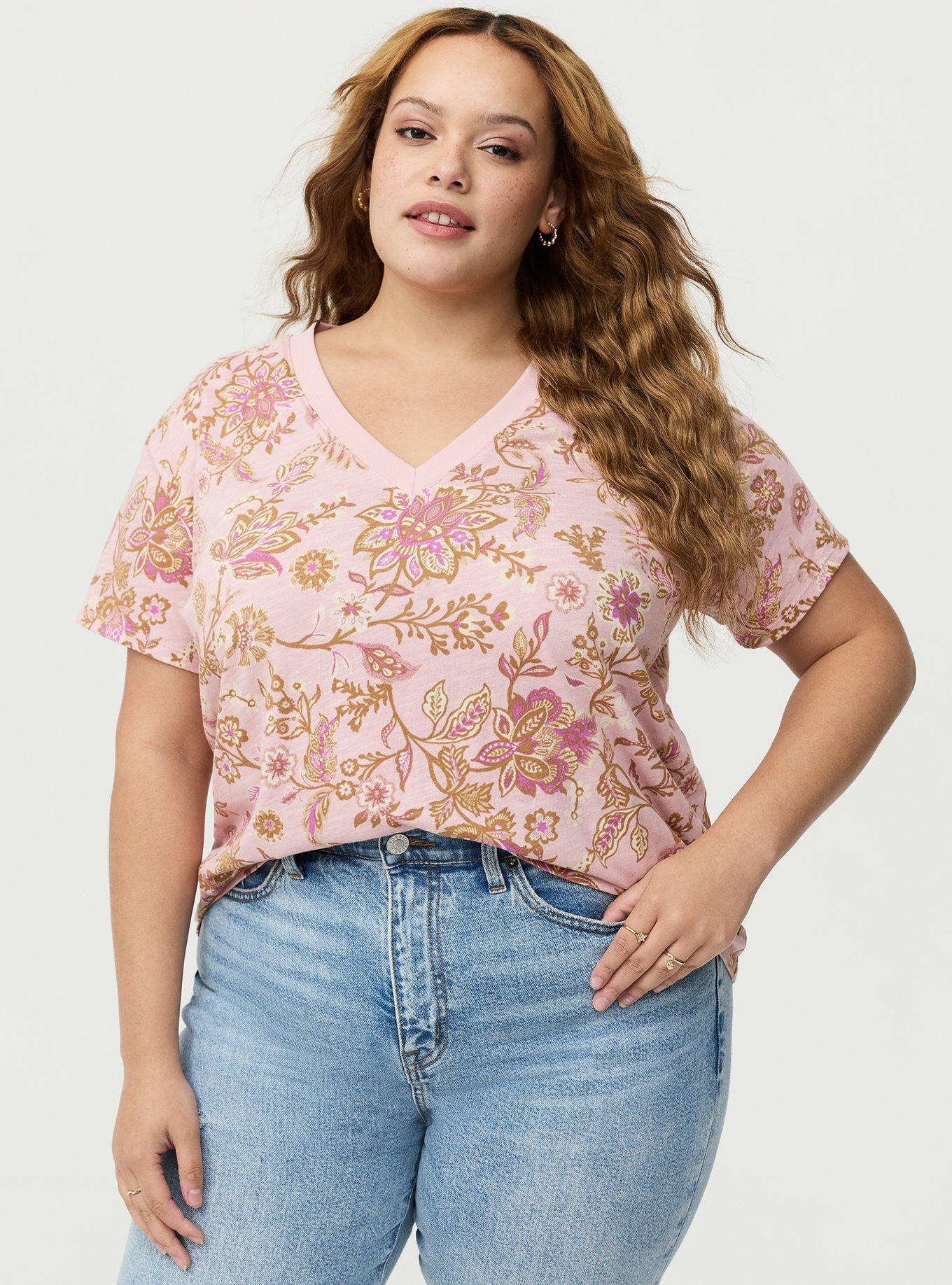 Heritage Slub V-Neck Relaxed Tee, ANNABELLE JACOBEAN PINK, alternate