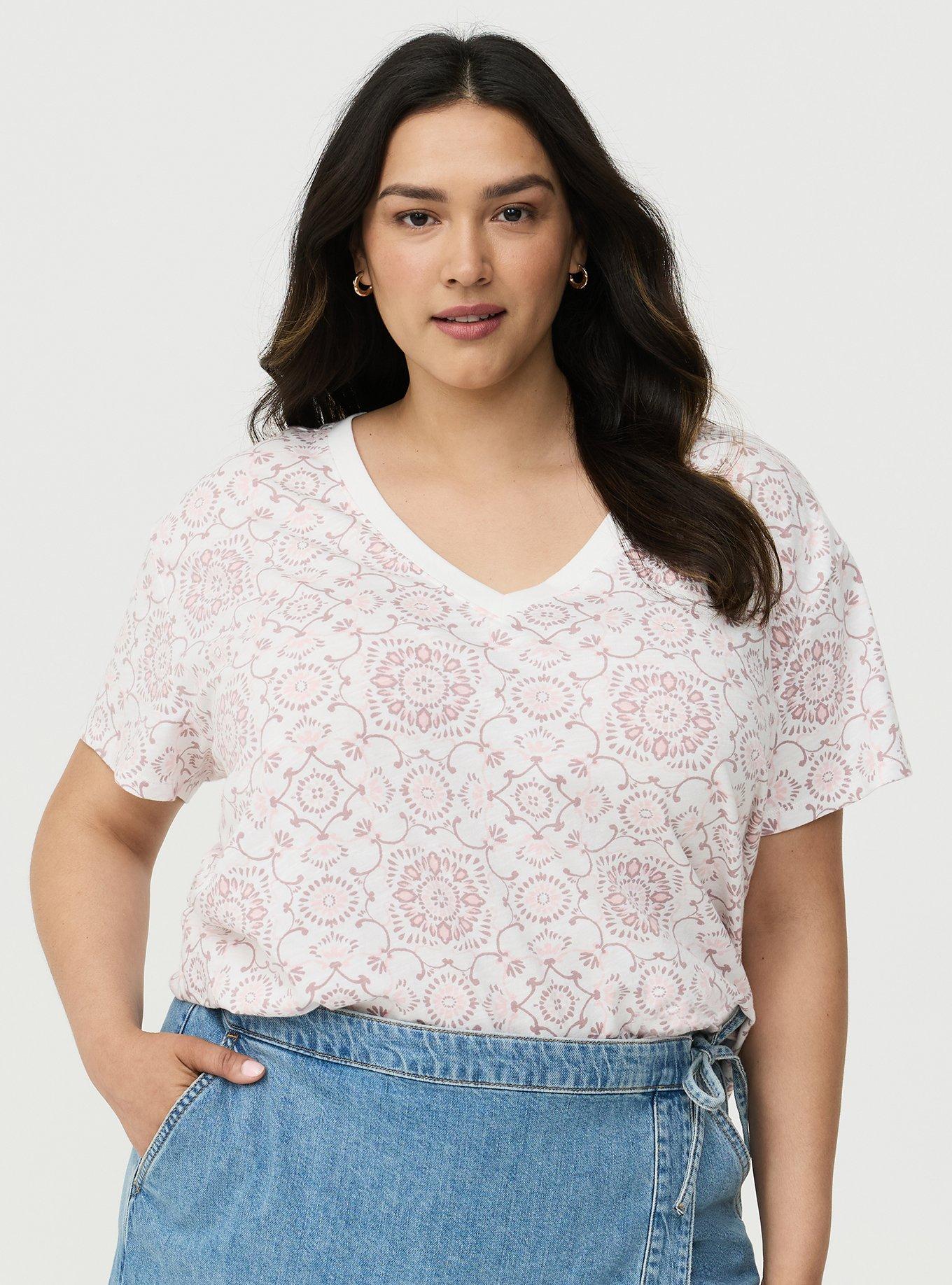 Heritage Slub V-Neck Relaxed Tee, NAVAGATION MEDALLION PINK, alternate