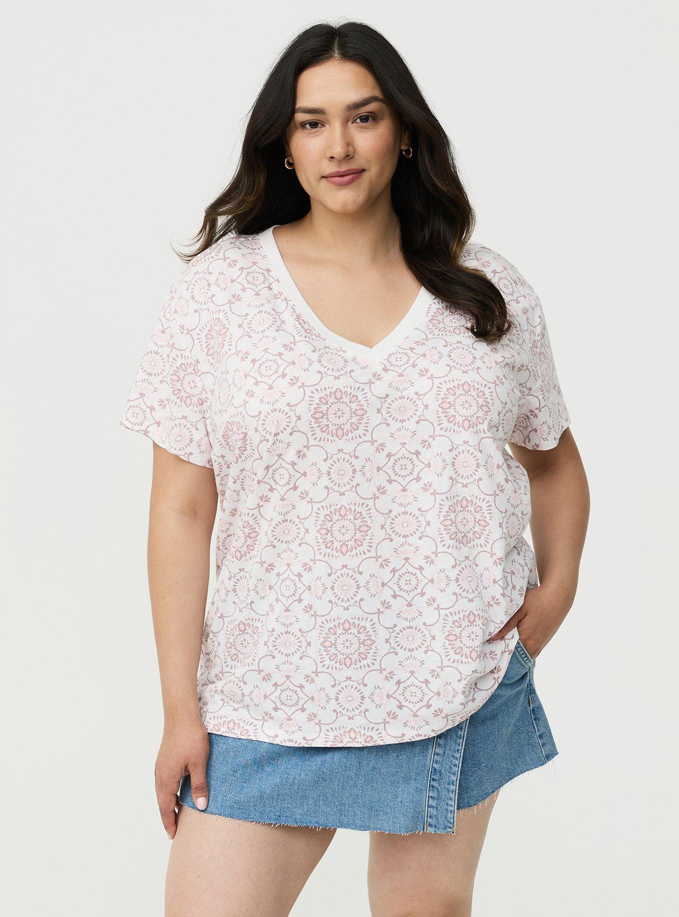 Heritage Slub V-Neck Relaxed Tee, NAVAGATION MEDALLION PINK, alternate