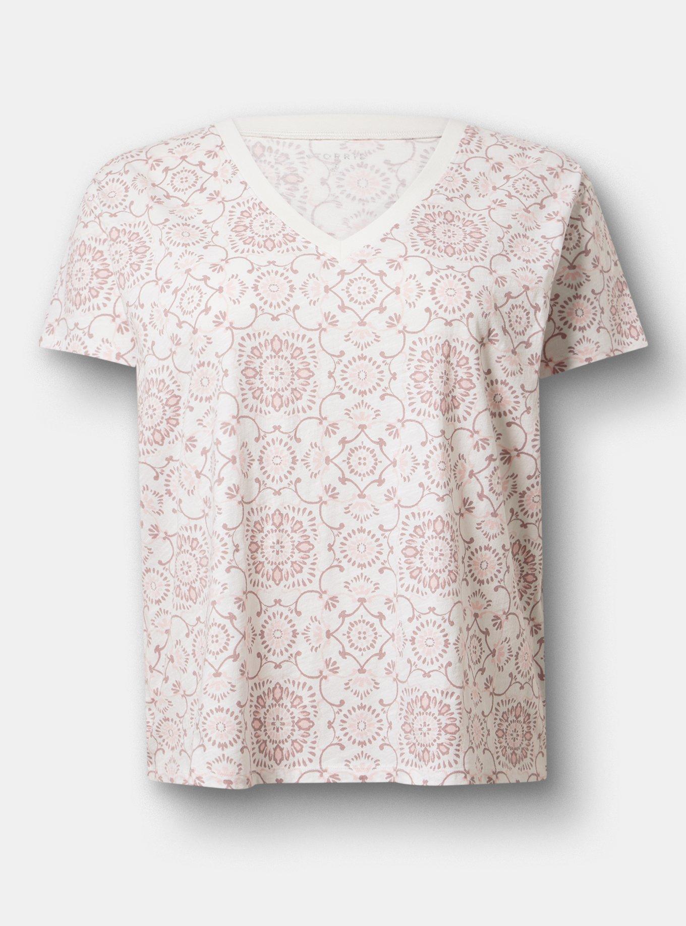 Heritage Slub V-Neck Relaxed Tee, NAVAGATION MEDALLION PINK, flat