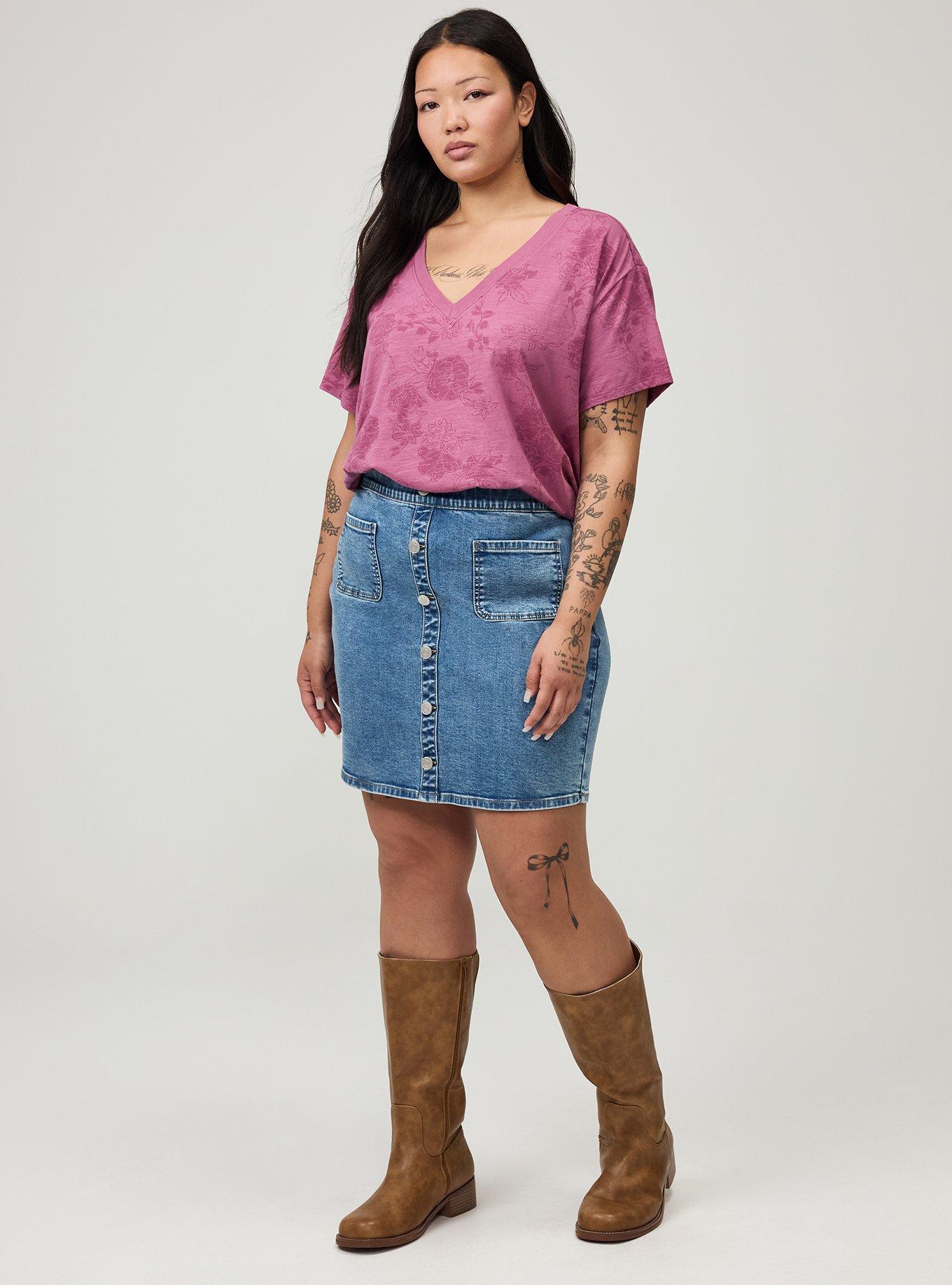 Heritage Slub V-Neck Relaxed Tee, SUZY FLORAL MAUVE, alternate