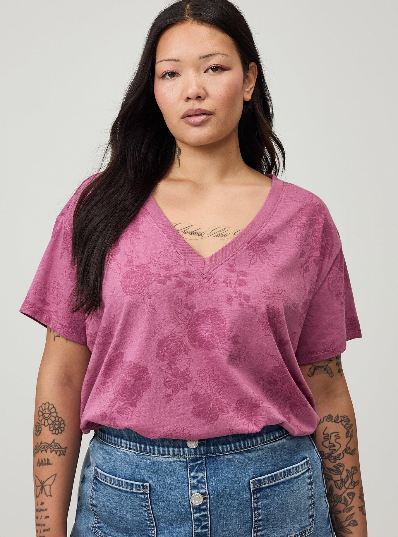 Heritage Slub V-Neck Relaxed Tee, SUZY FLORAL MAUVE, alternate