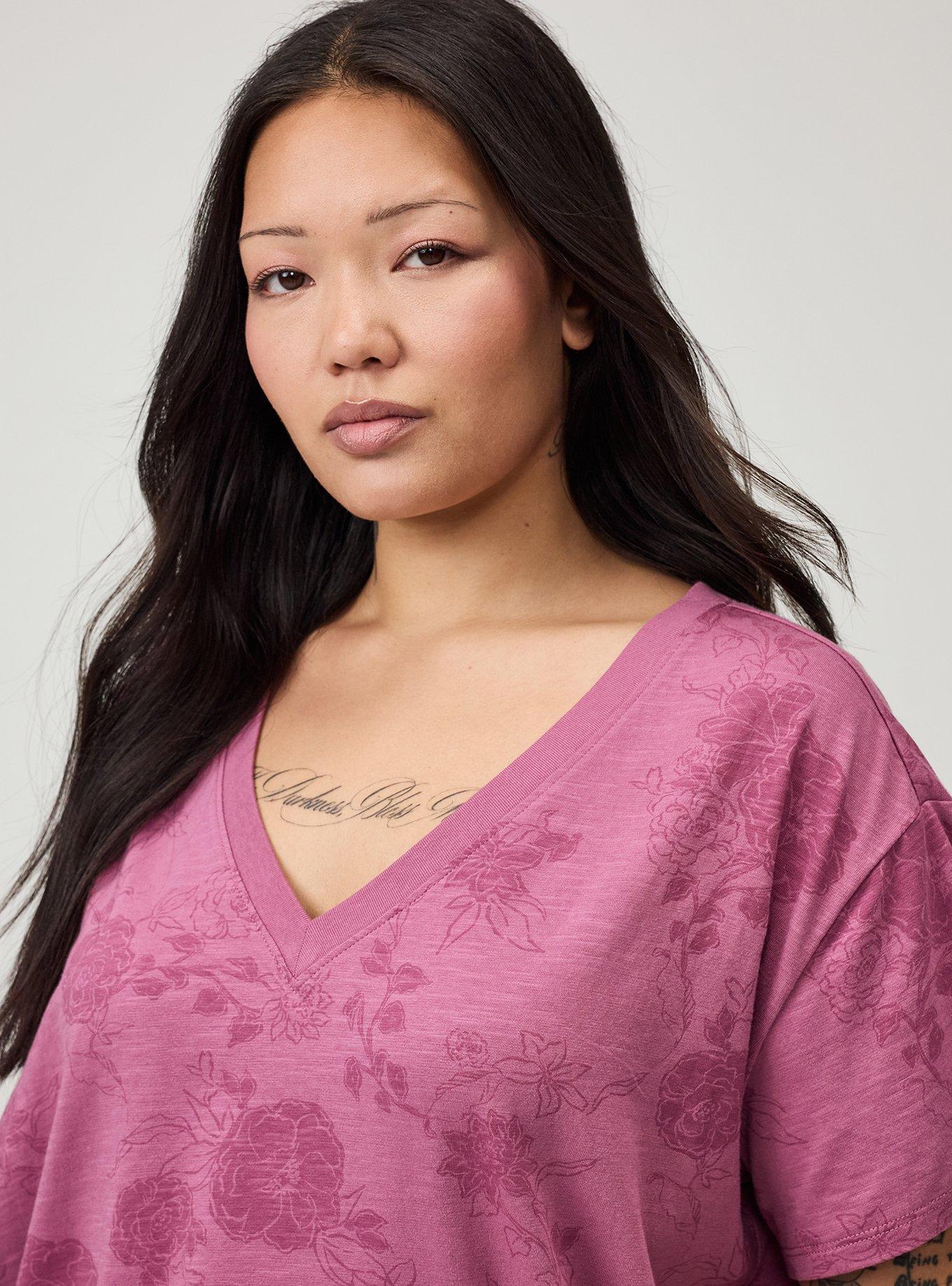 Heritage Slub V-Neck Relaxed Tee, SUZY FLORAL MAUVE, alternate