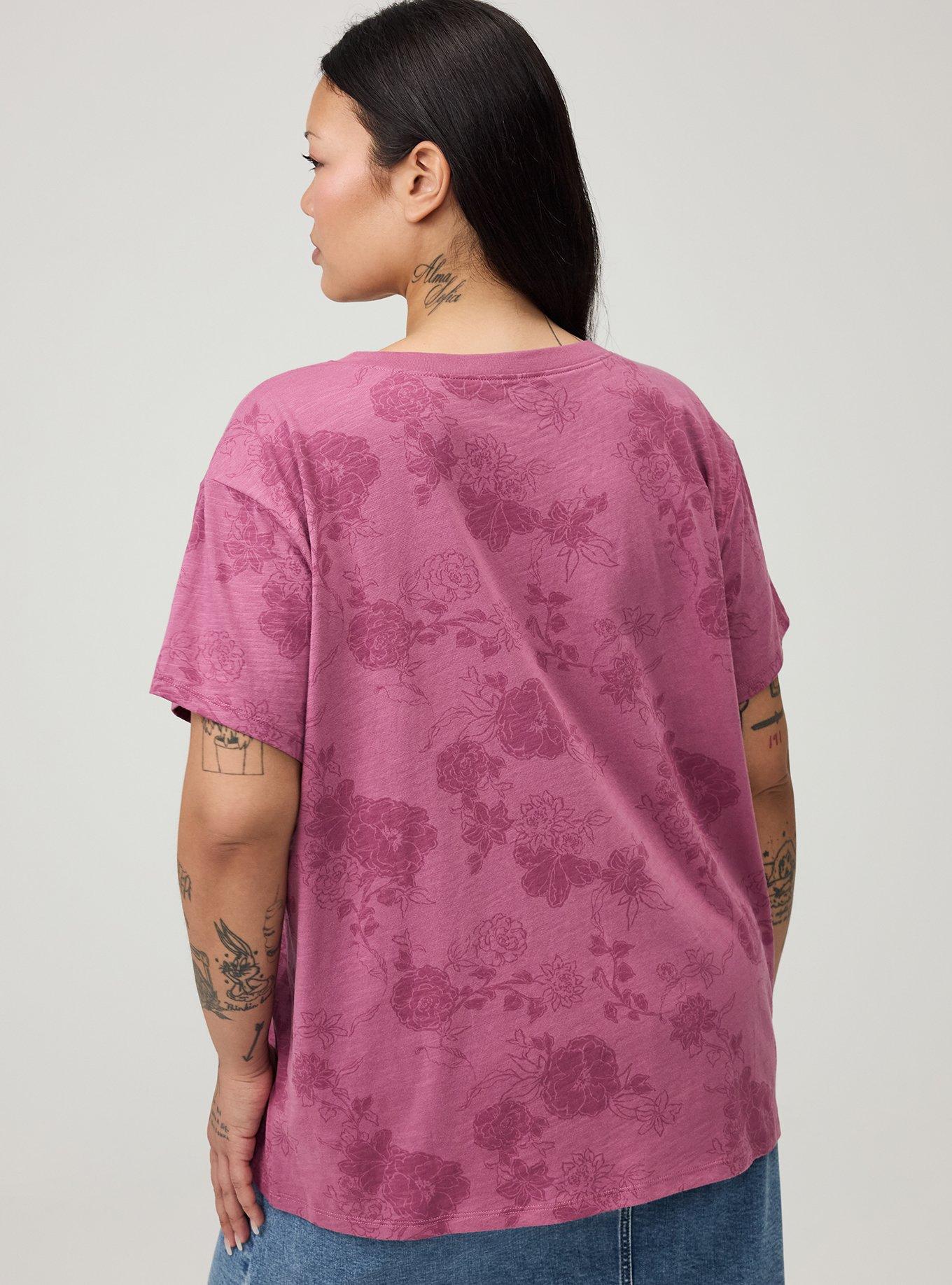 Heritage Slub V-Neck Relaxed Tee, SUZY FLORAL MAUVE, alternate