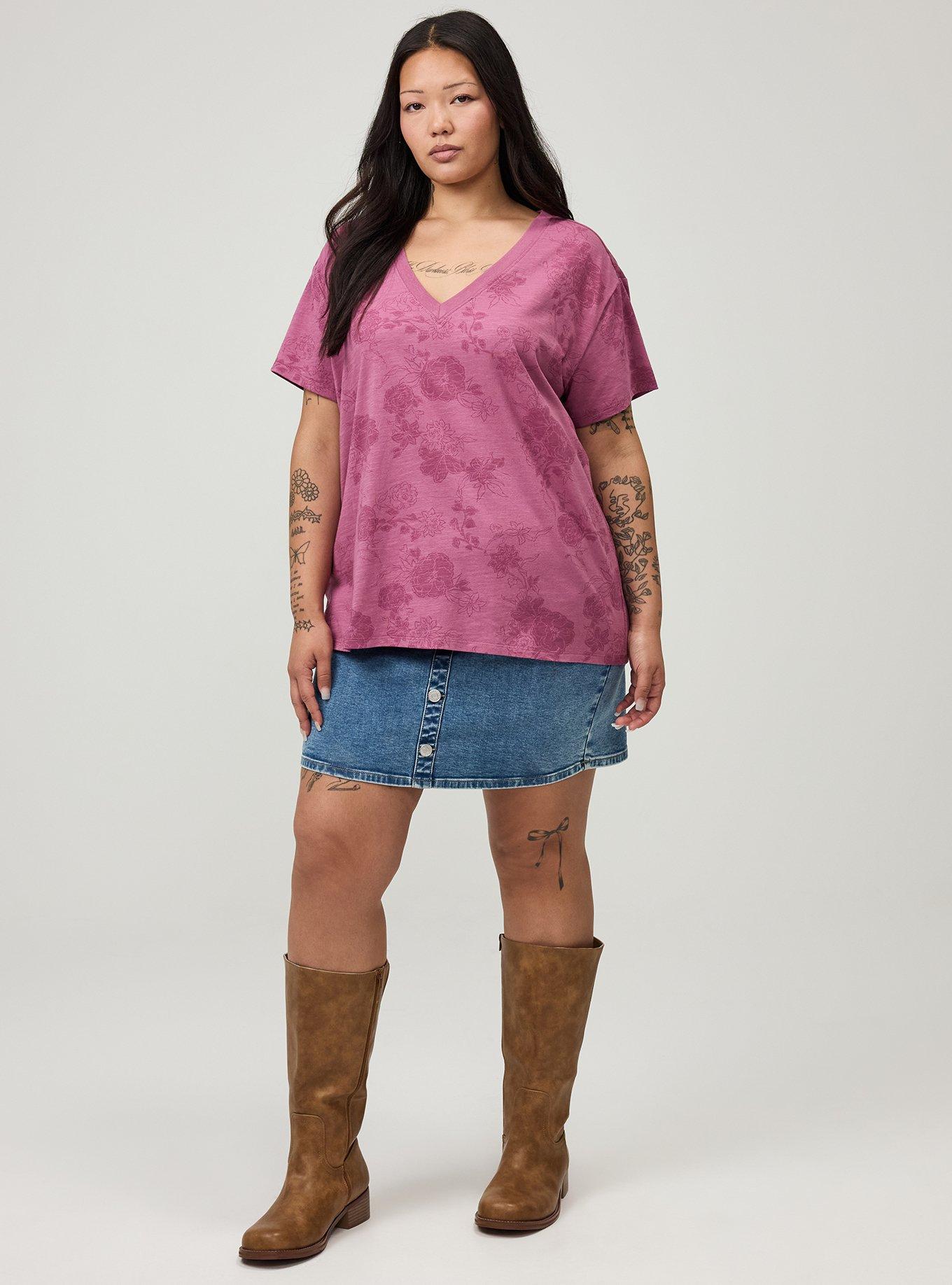 Heritage Slub V-Neck Relaxed Tee, SUZY FLORAL MAUVE, alternate