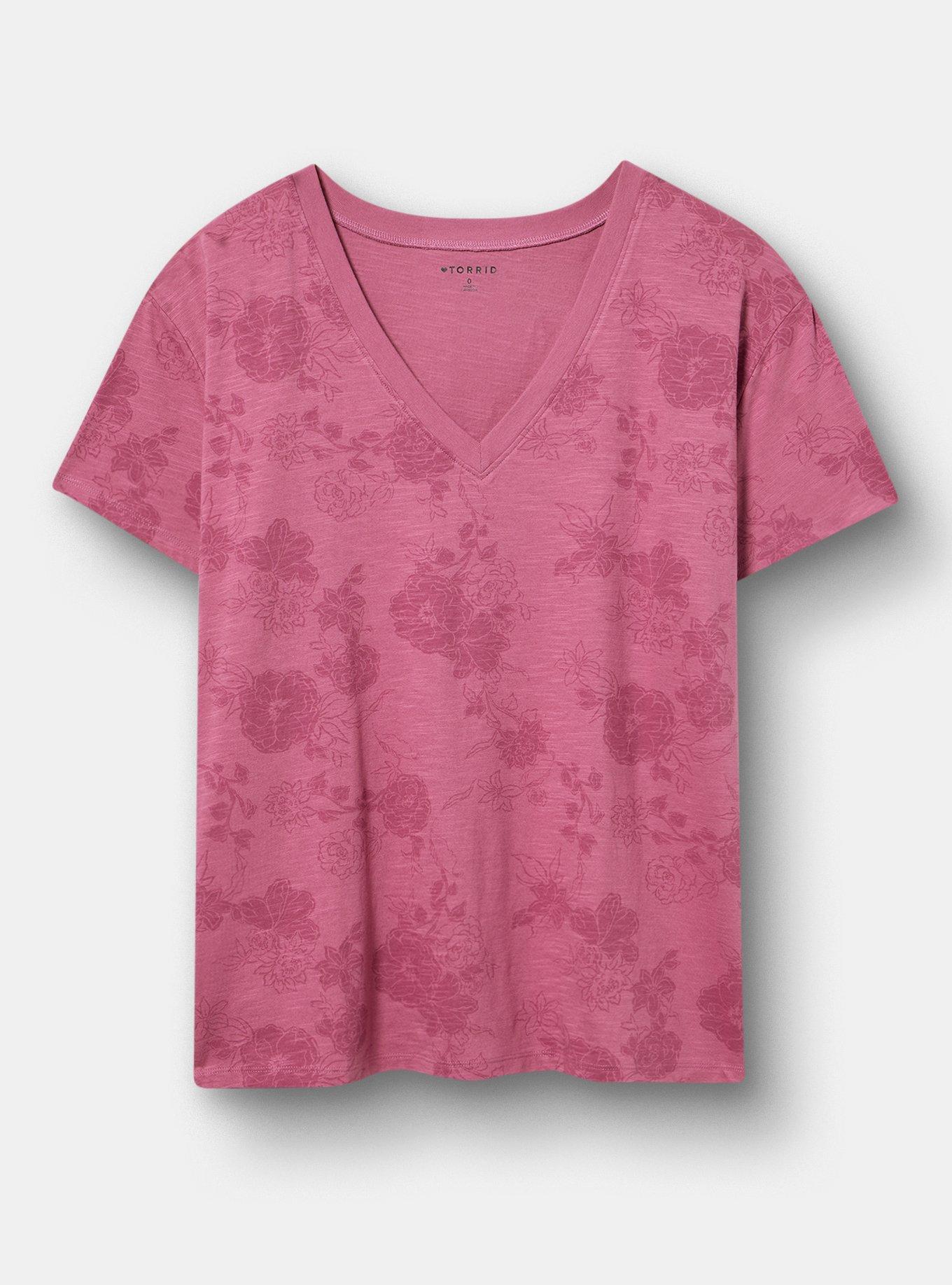 Heritage Slub V-Neck Relaxed Tee, SUZY FLORAL MAUVE, flat