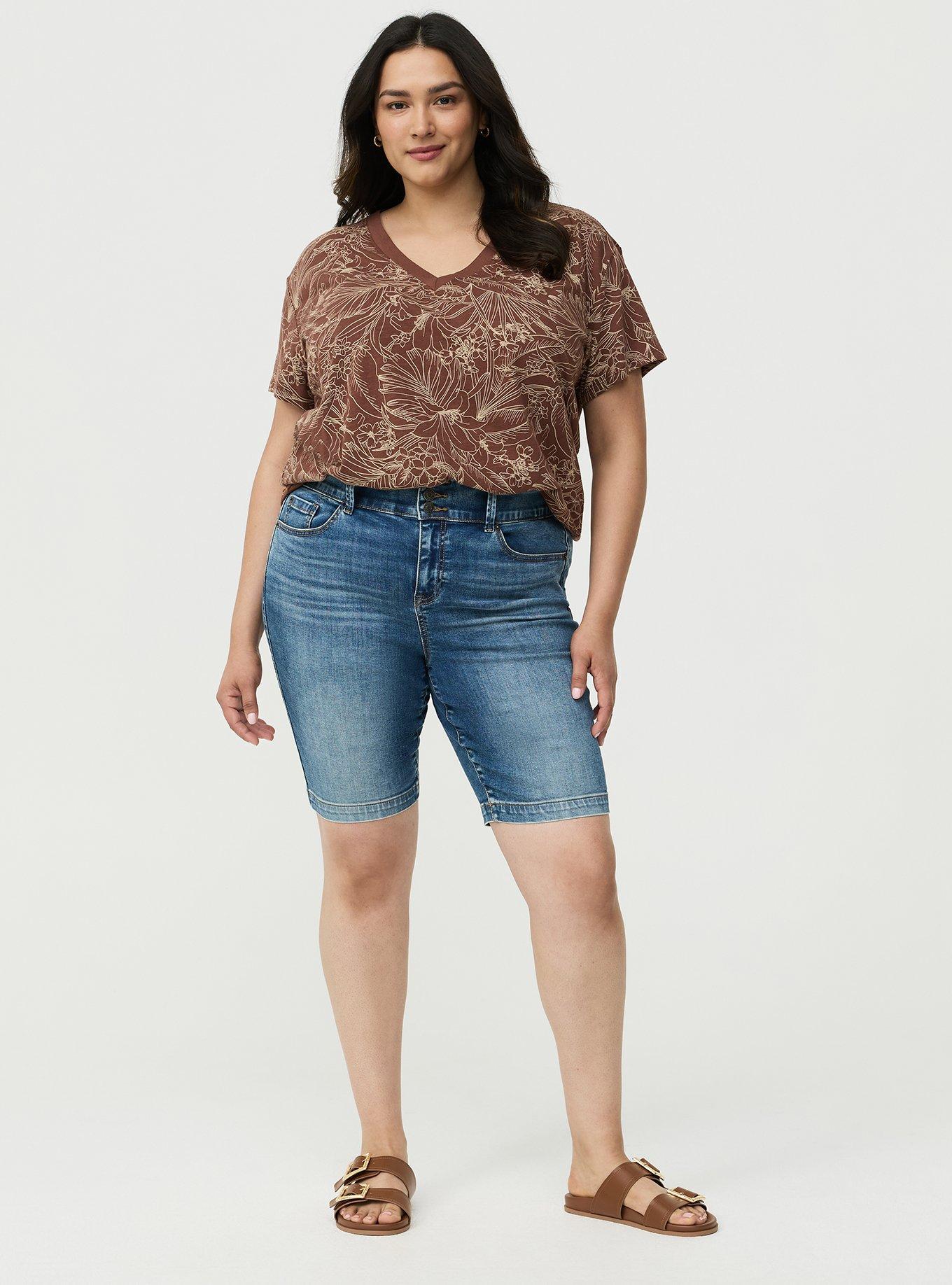 Heritage Slub V-Neck Relaxed Tee, LINEWORK TROPICAL BROWNE, alternate