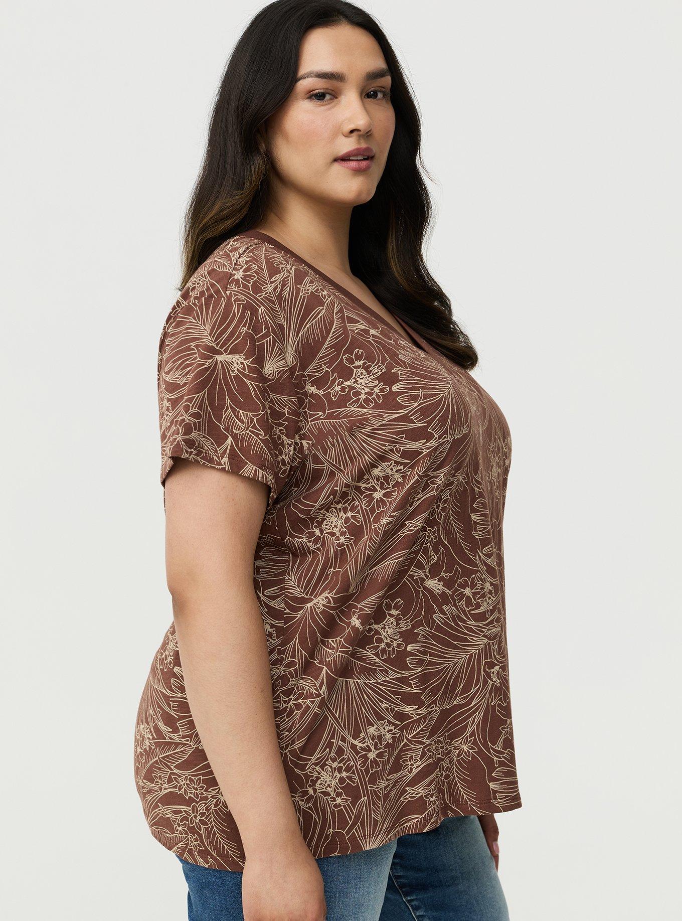 Heritage Slub V-Neck Relaxed Tee, LINEWORK TROPICAL BROWNE, alternate