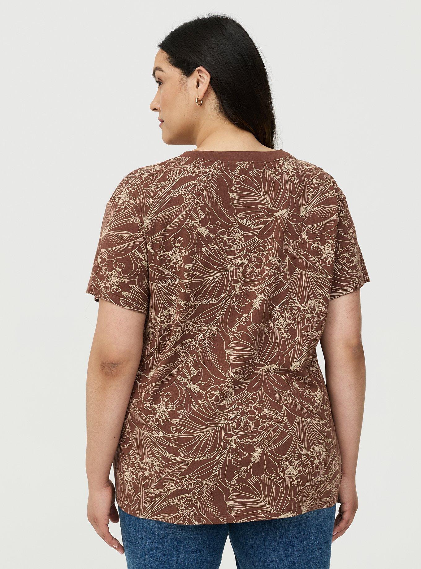 Heritage Slub V-Neck Relaxed Tee, LINEWORK TROPICAL BROWNE, alternate