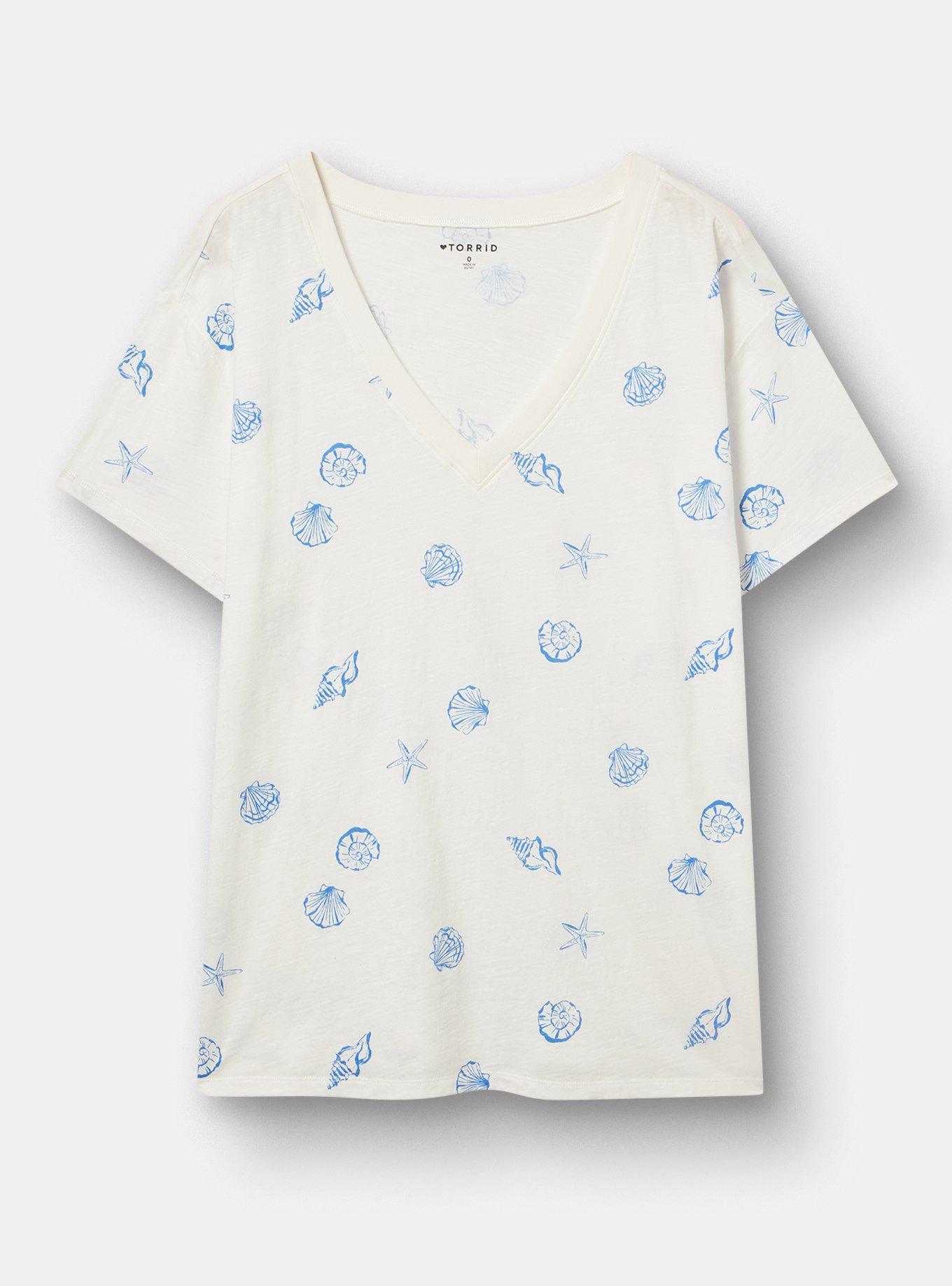 Heritage Slub V-Neck Relaxed Tee, SOLEI SHELLS BLUE, hi-res
