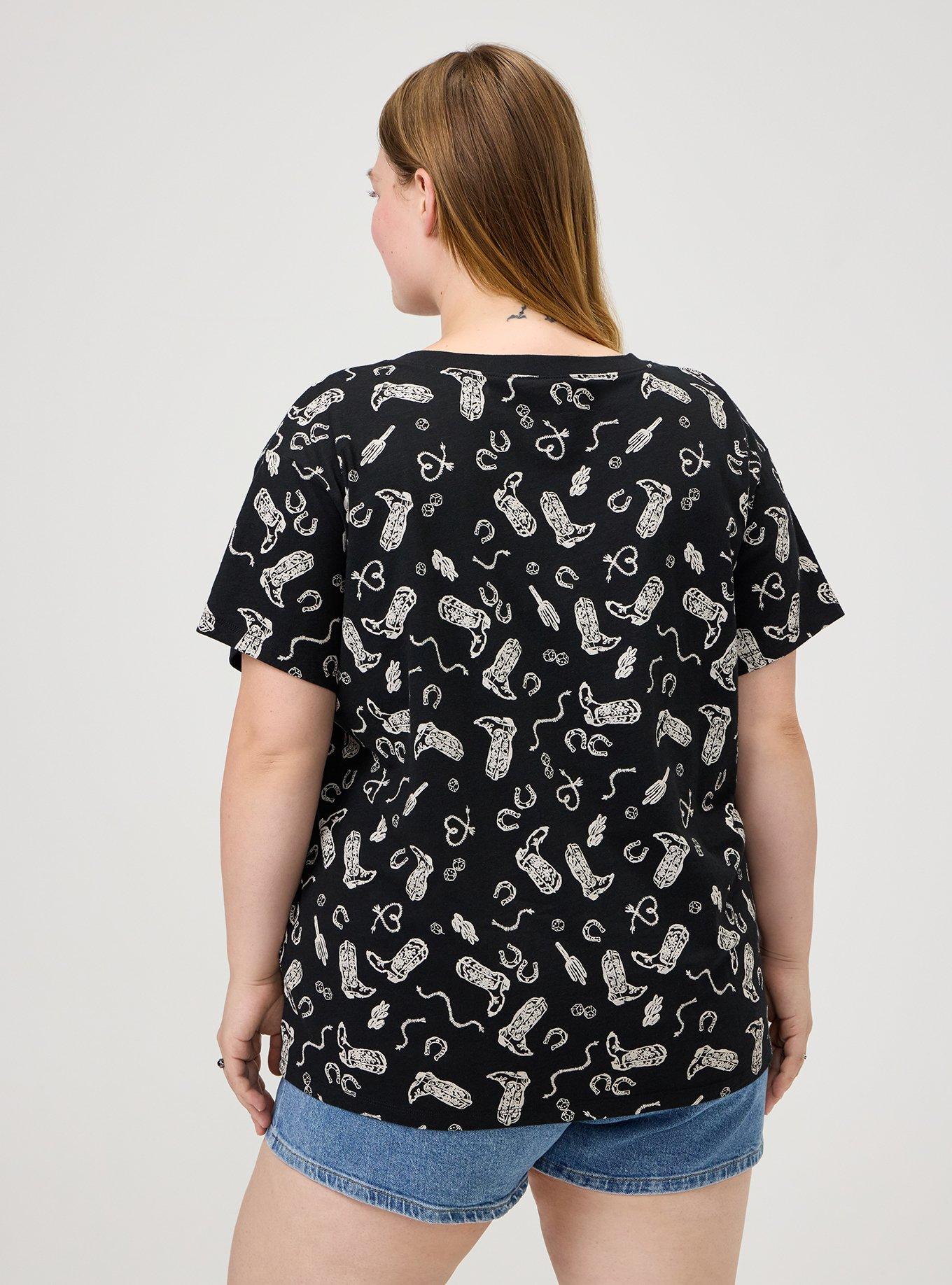 Heritage Slub V-Neck Relaxed Tee, COWGIRLS WANNA HAVE BLACK, alternate