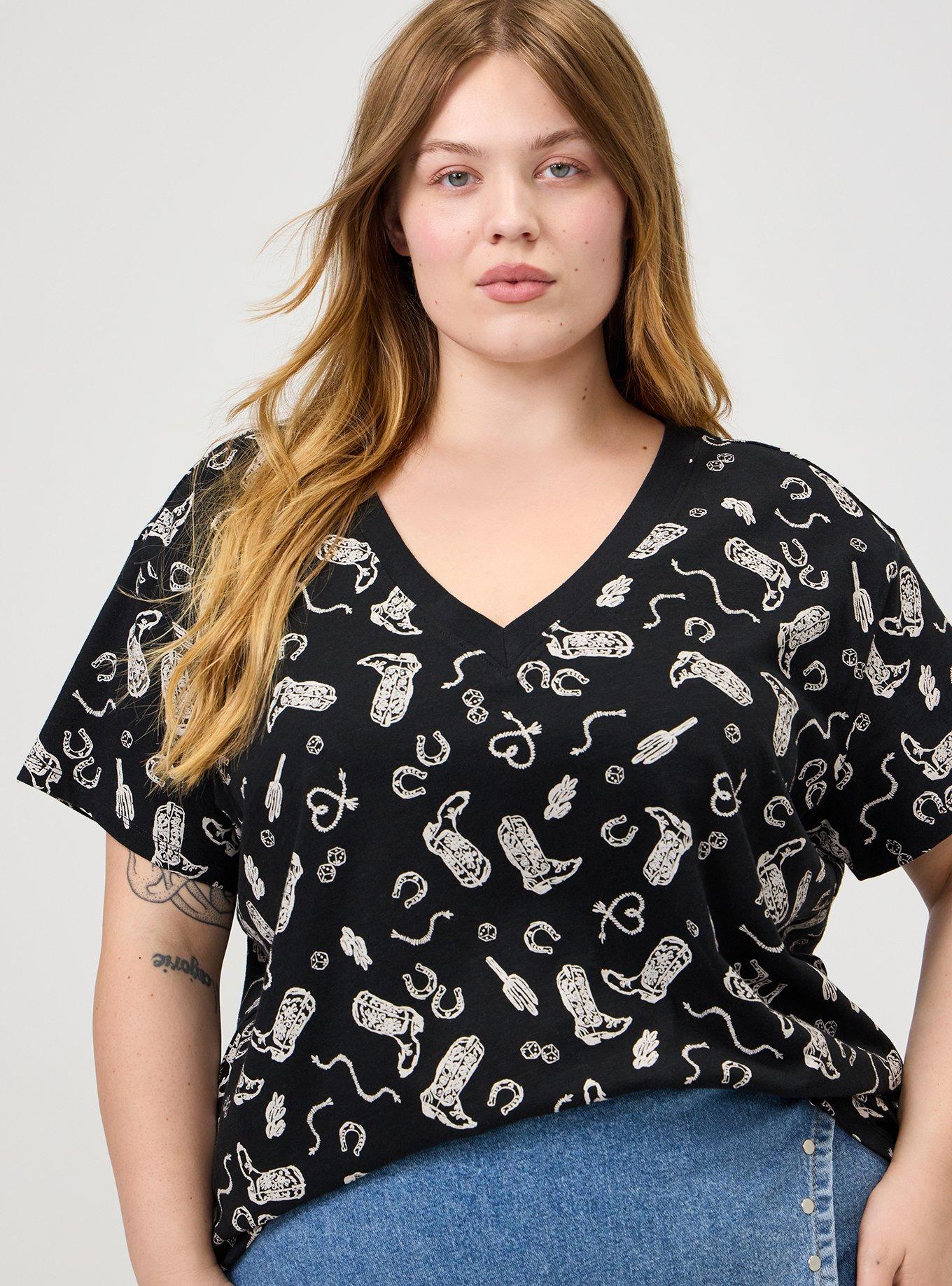 Heritage Slub V-Neck Relaxed Tee, COWGIRLS WANNA HAVE BLACK, alternate