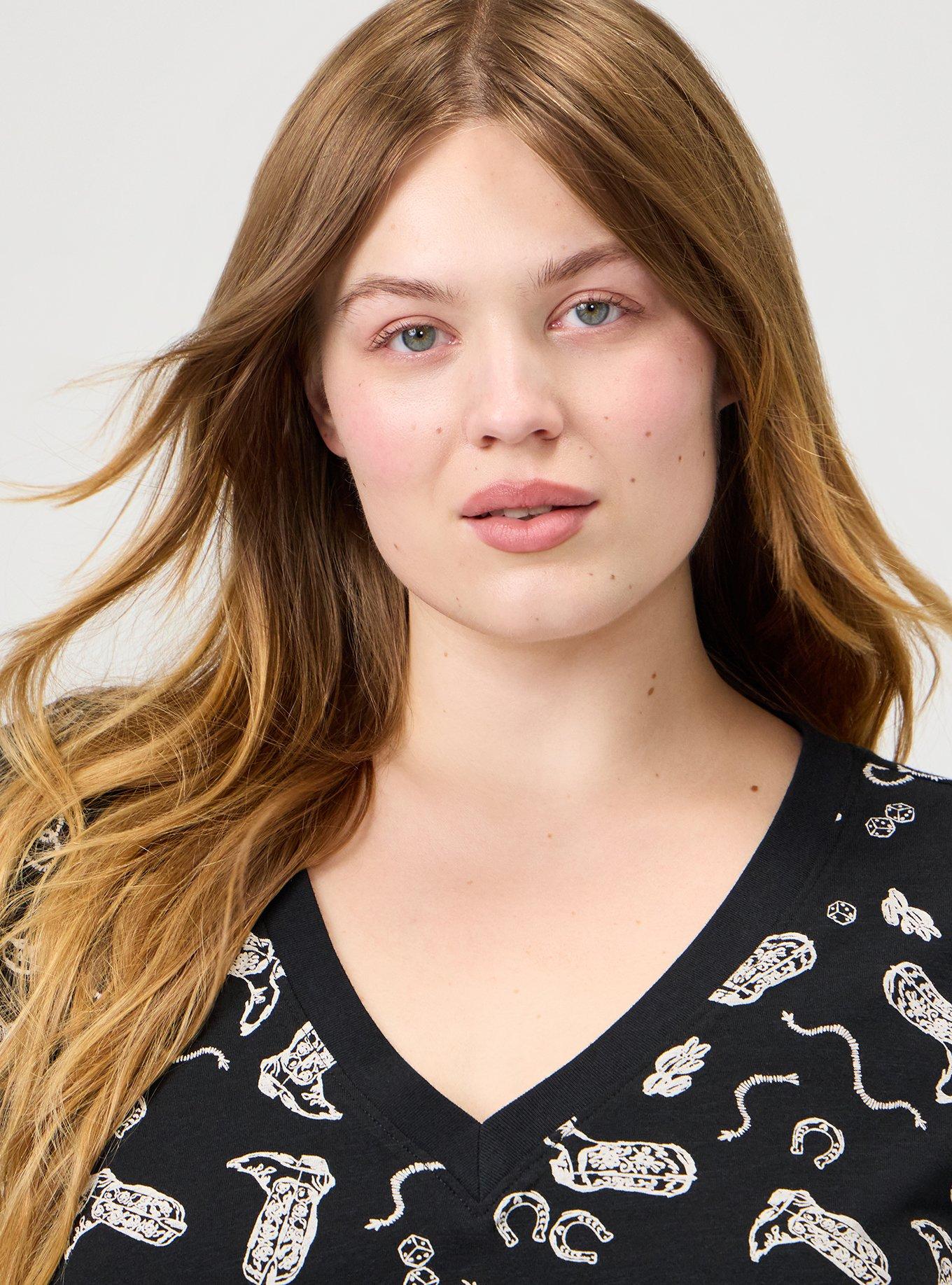 Heritage Slub V-Neck Relaxed Tee, COWGIRLS WANNA HAVE BLACK, alternate