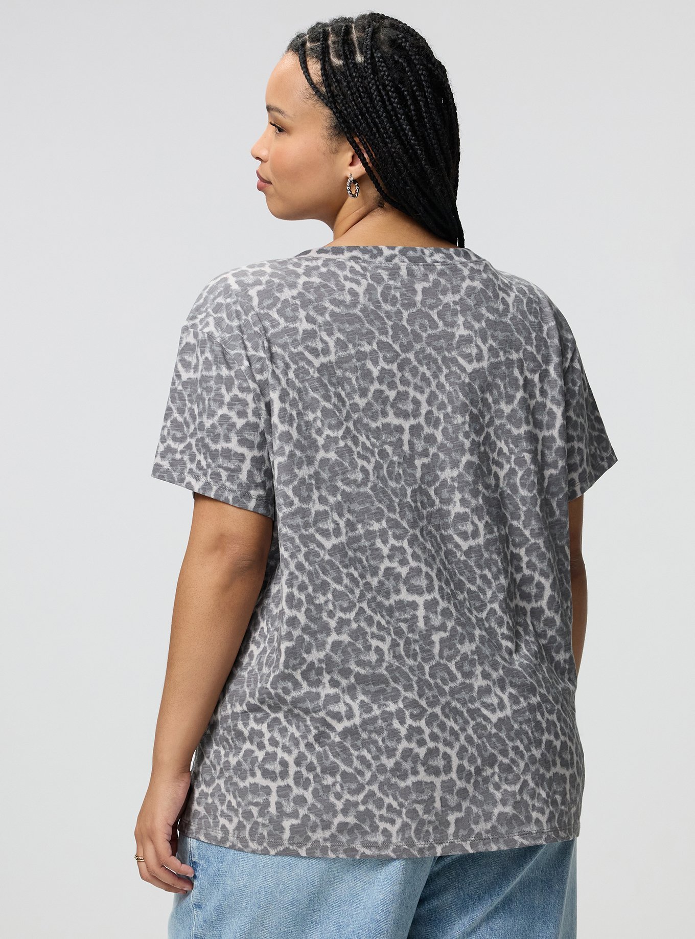 Heritage Slub V-Neck Relaxed Tee, ON THE PROWL LEOPARD LIGHT BROWN, alternate