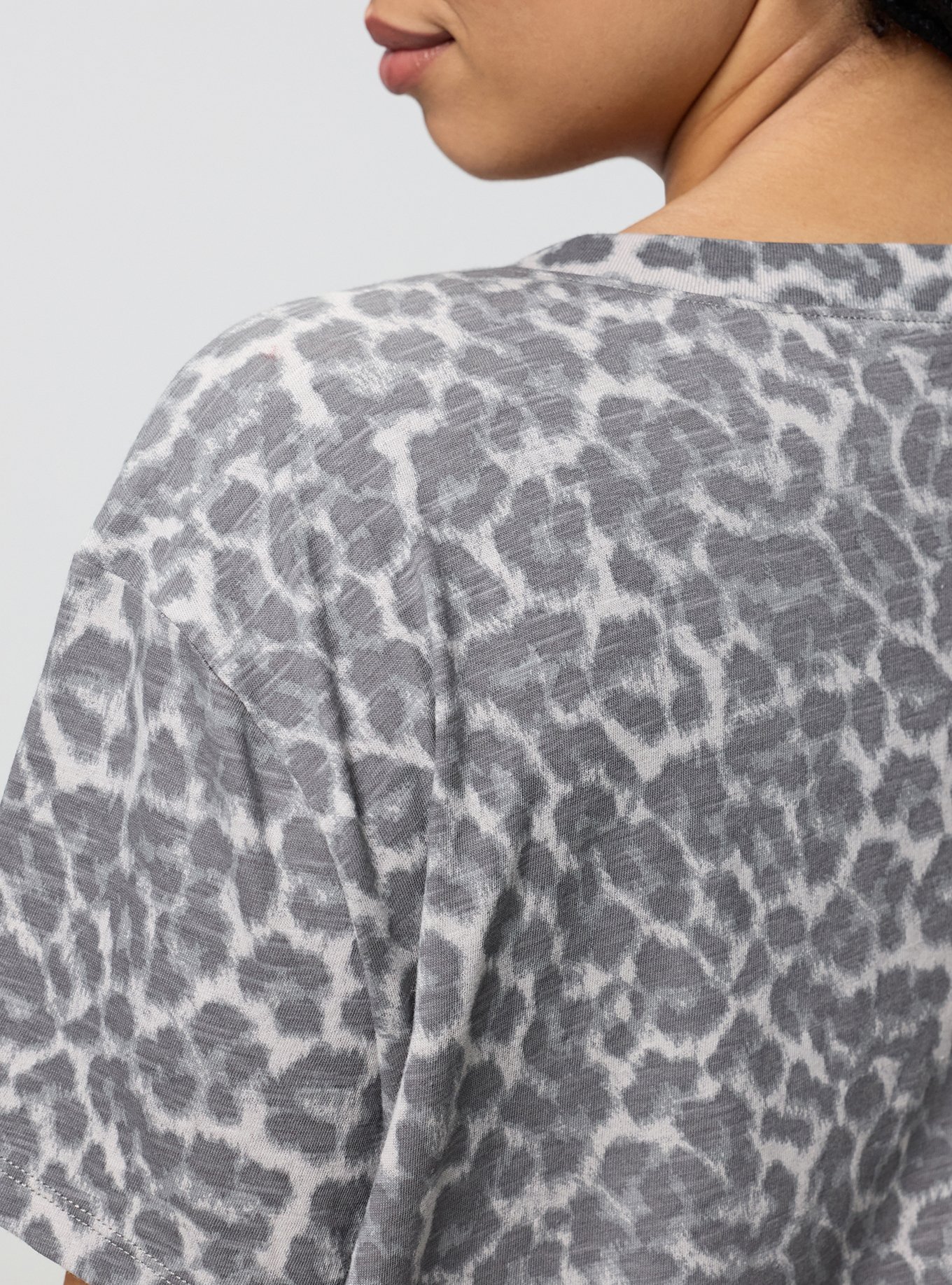 Heritage Slub V-Neck Relaxed Tee, ON THE PROWL LEOPARD LIGHT BROWN, alternate