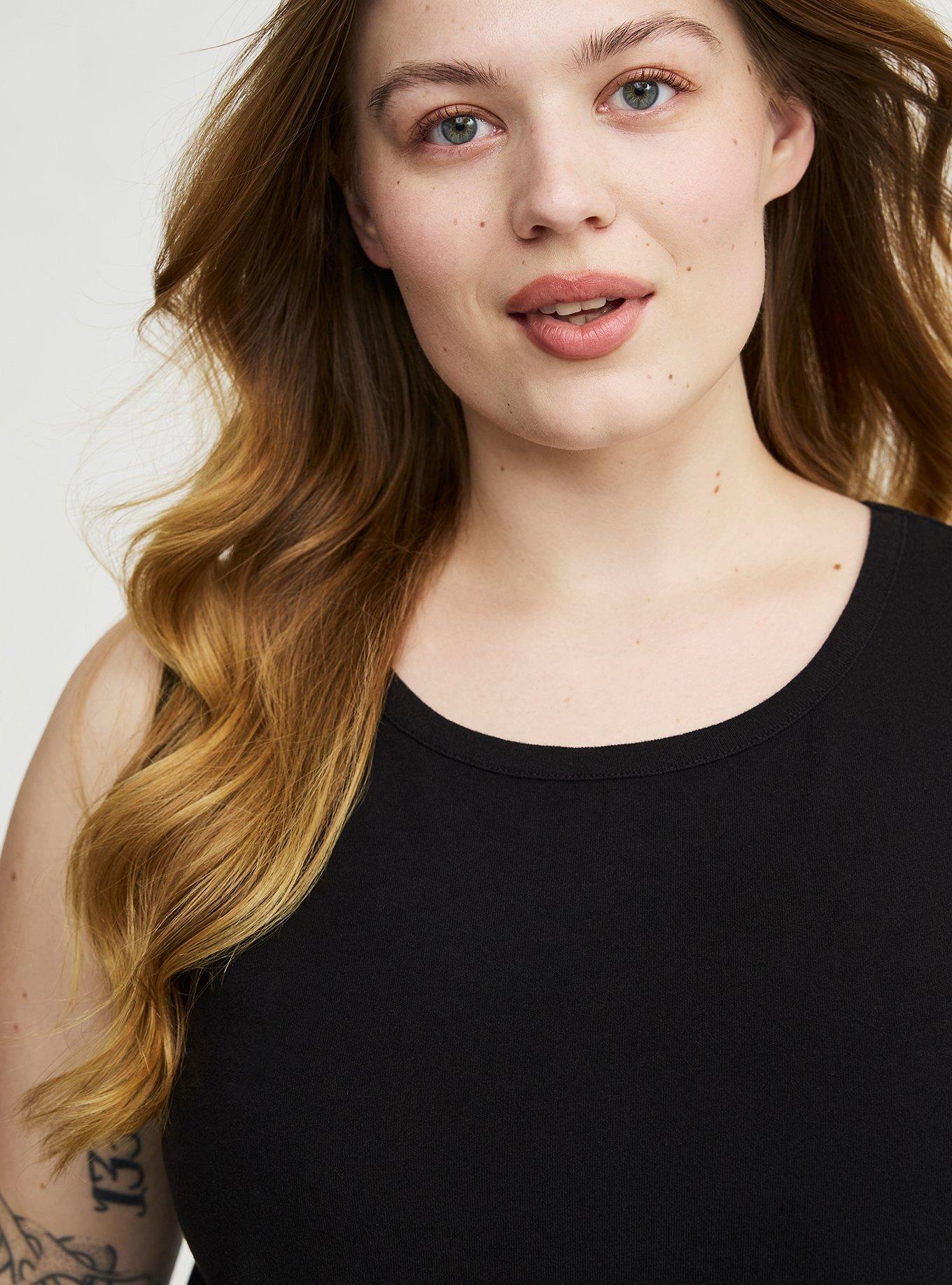 Cotton Crew Babydoll Top, DEEP BLACK, alternate