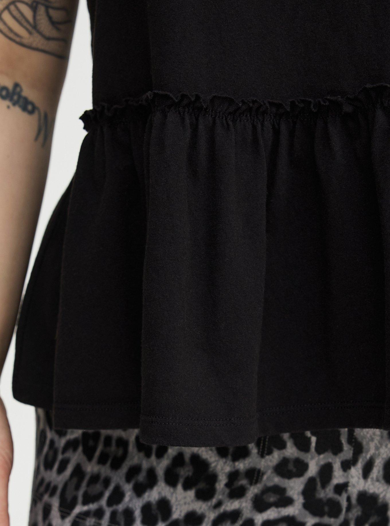 Cotton Crew Babydoll Top, DEEP BLACK, alternate