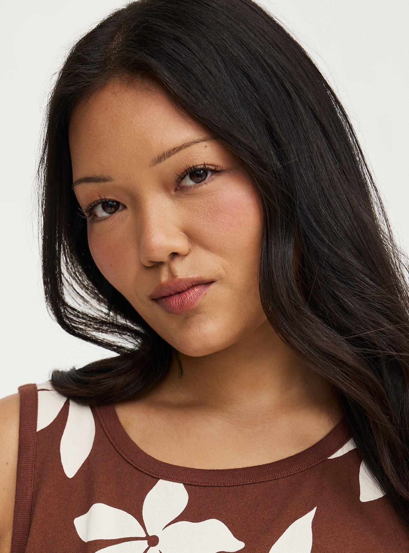 Cotton Crew Babydoll Top, GABRIELLA FLORAL BROWN, alternate