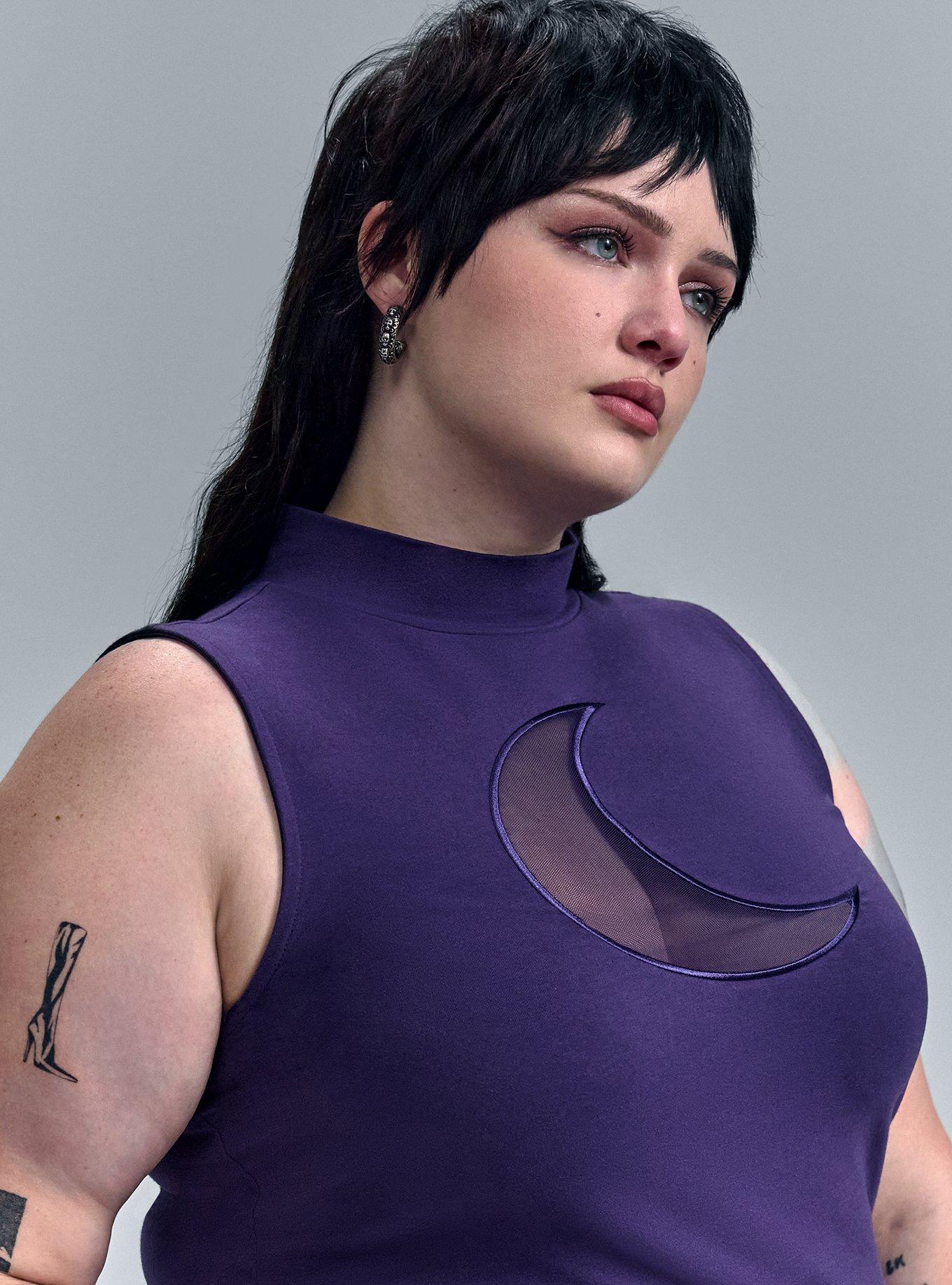 Nightfall Foxy Mock Neck Crop Tank, GOTHIC GRAPE, alternate