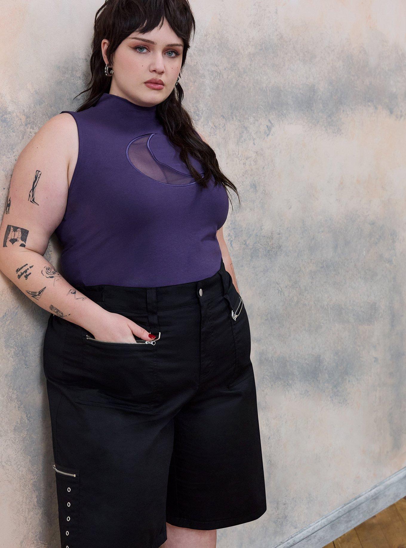 Nightfall Foxy Mock Neck Crop Tank, GOTHIC GRAPE, alternate
