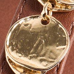 Plus Size Coin T-Strap Sandal (WW), BROWN, swatch