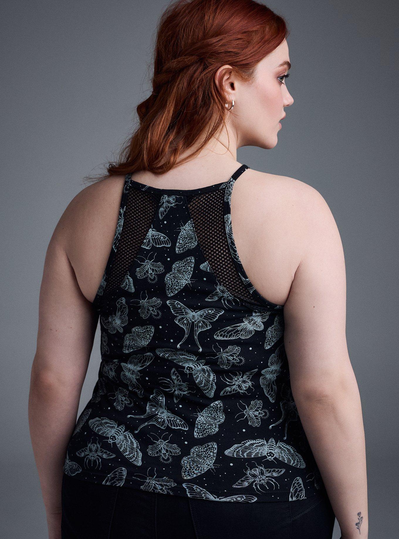 Nightfall Foxy Mesh High Neck Crop Tank, NIGHT CRAWLERS BLACK, alternate