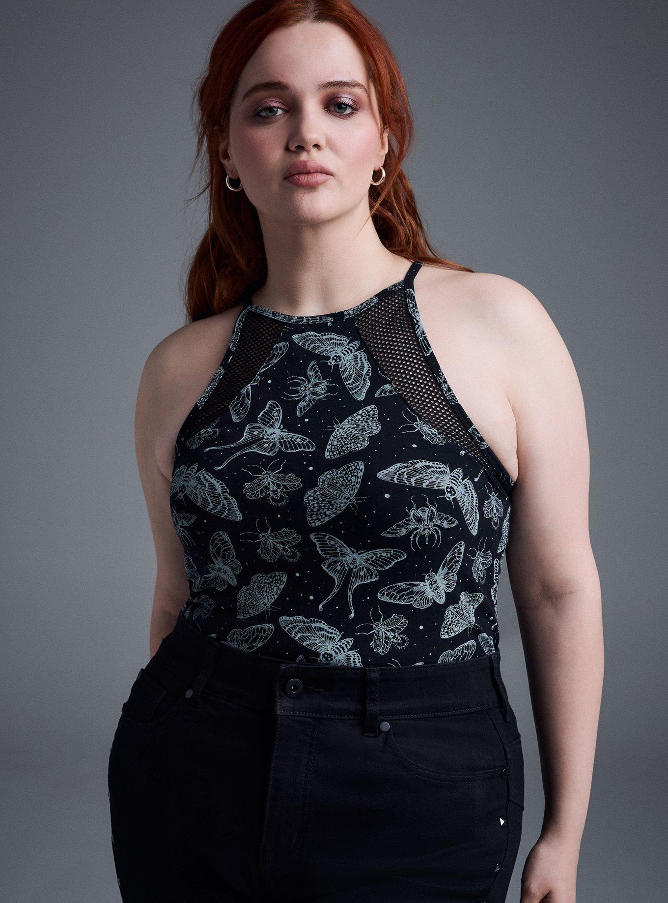 Nightfall Foxy Mesh High Neck Crop Tank, NIGHT CRAWLERS BLACK, alternate