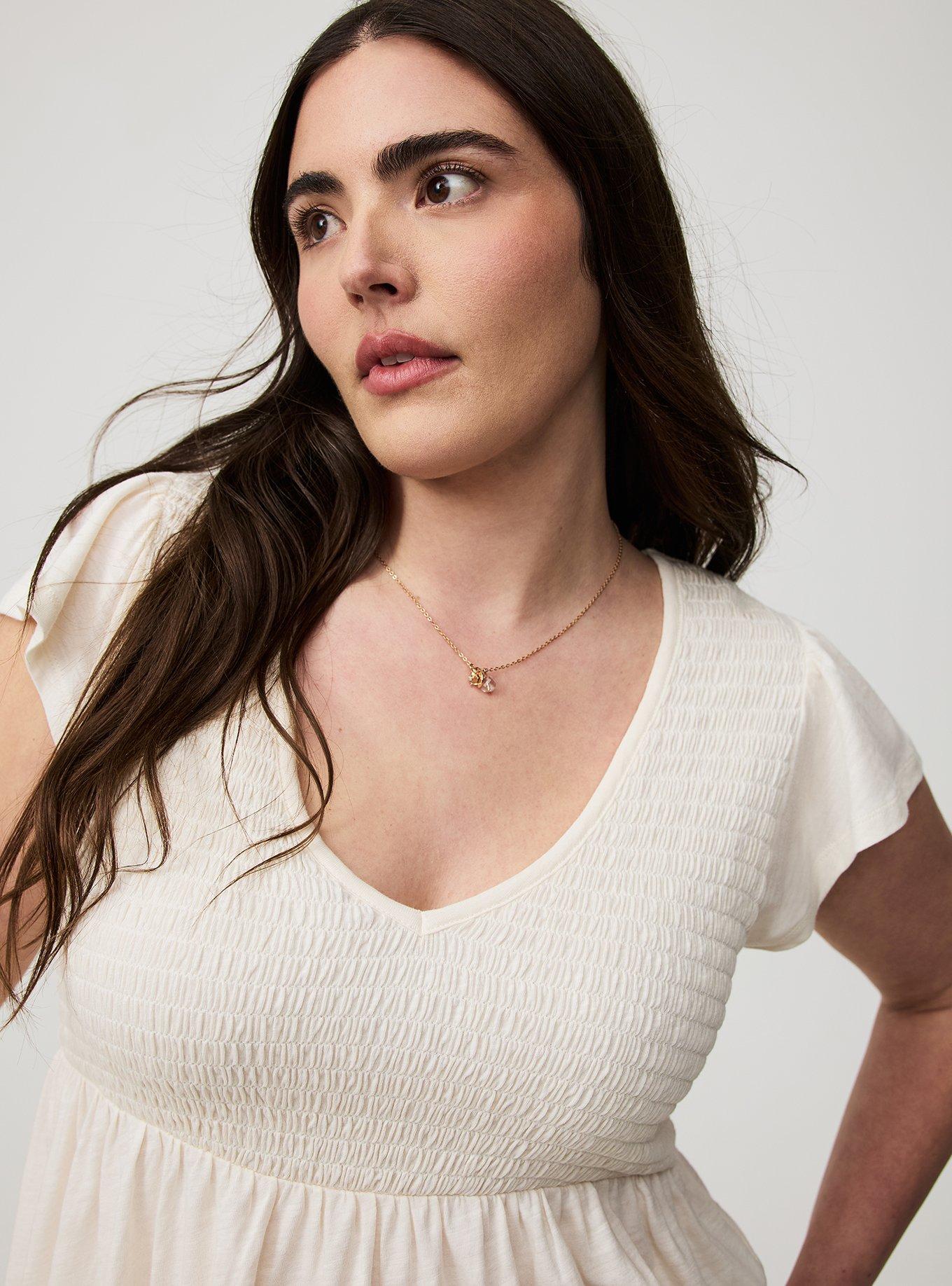 V-Neck Smocked Babydoll Top