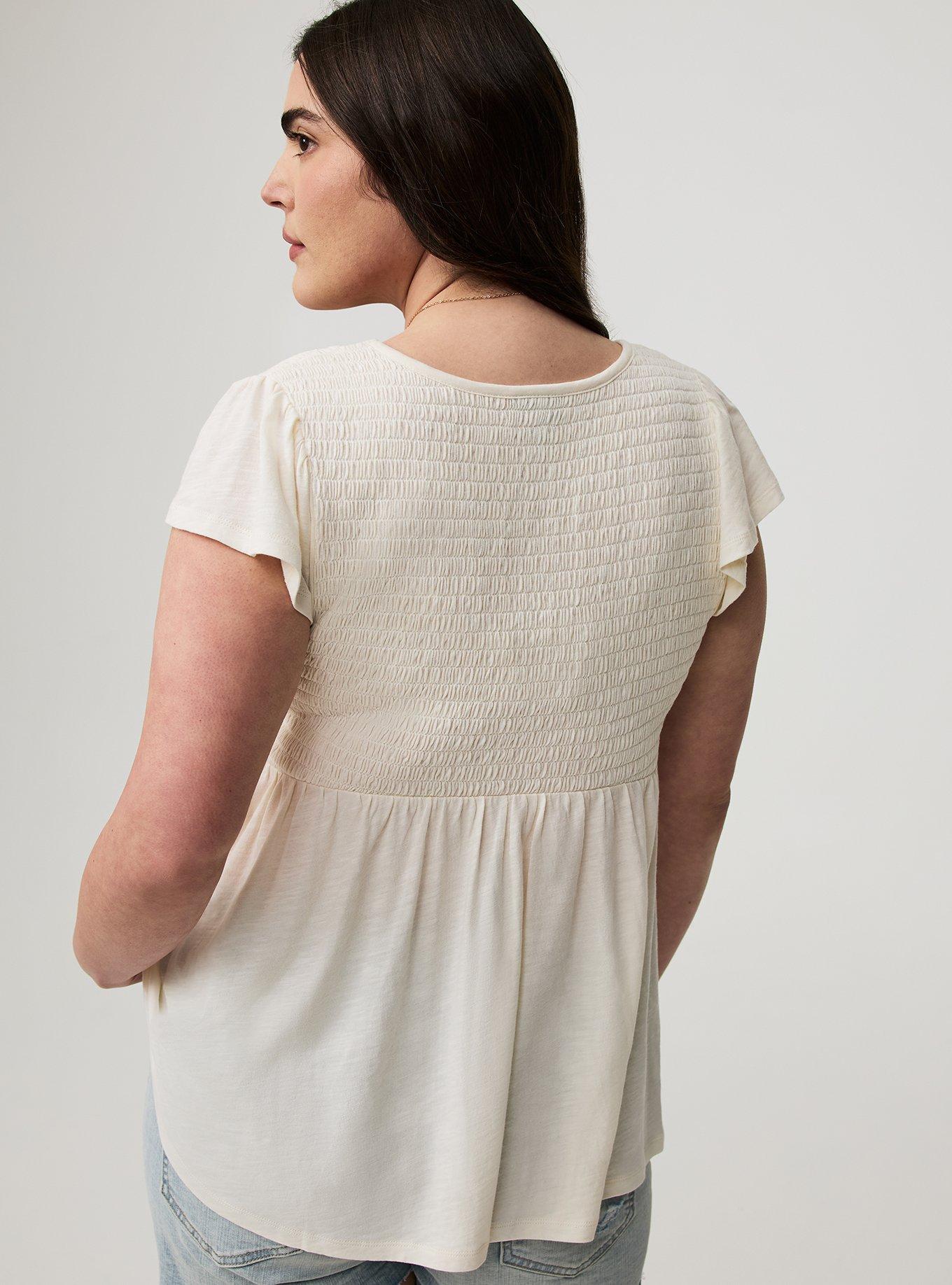 V-Neck Smocked Babydoll Top
