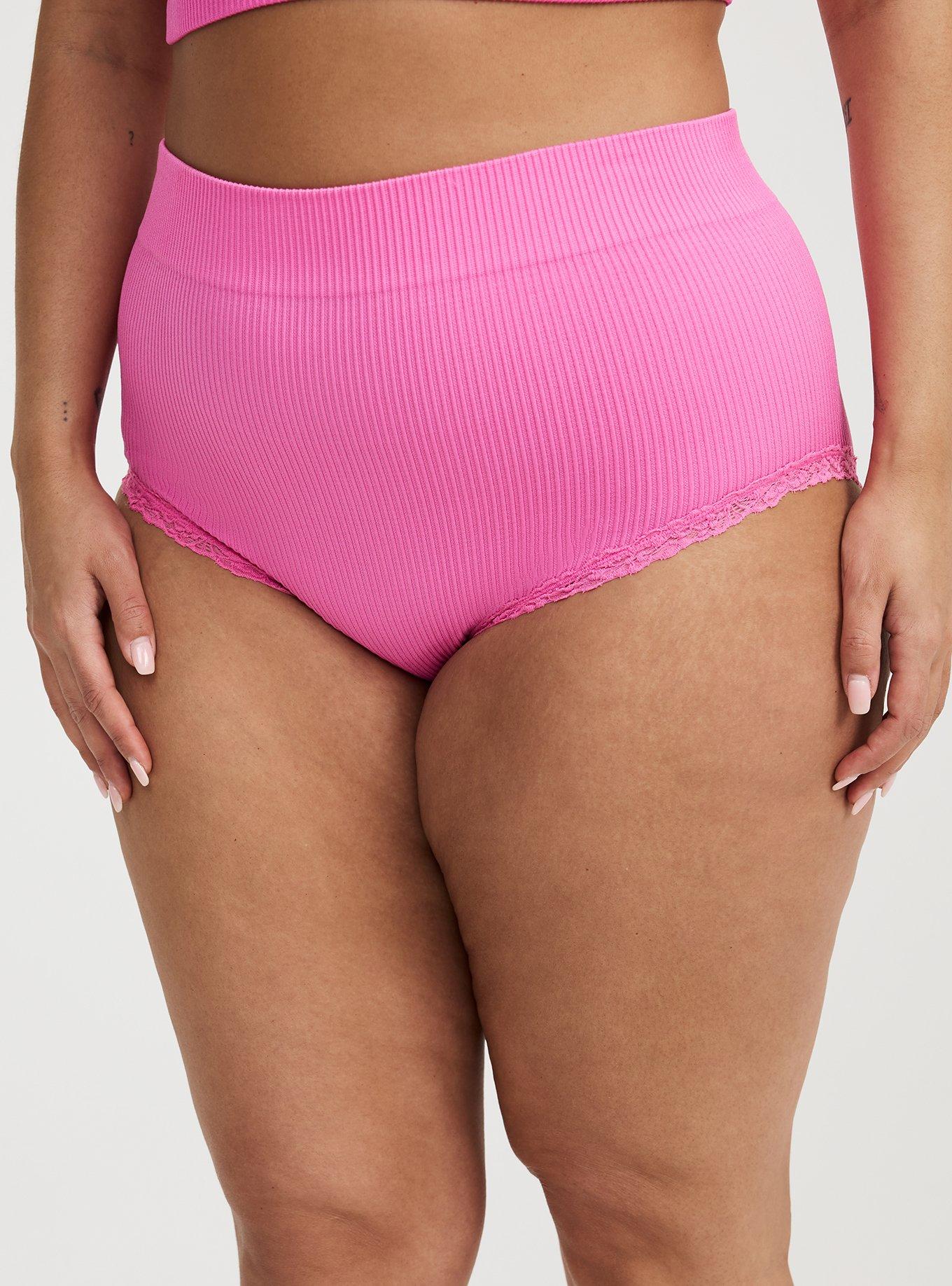 Seamless Rib High-Rise Lacy Brief Panty