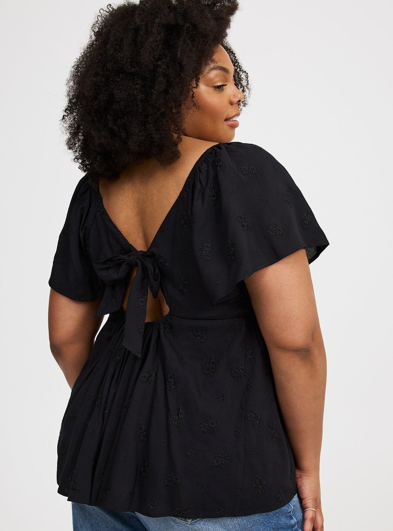 Peplum Challis Tie-Back Top